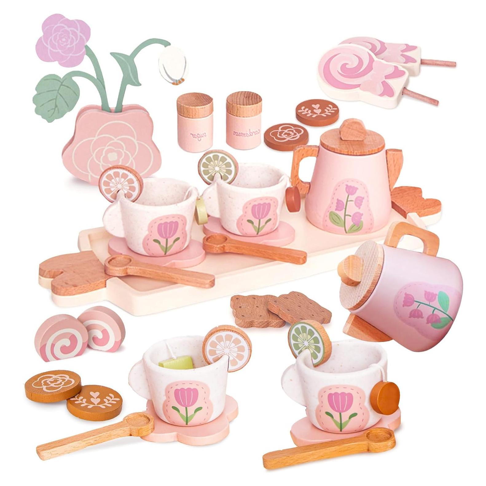 Juego de Té de Madera Smartwo 27 PZS para Niños 2-5 Años