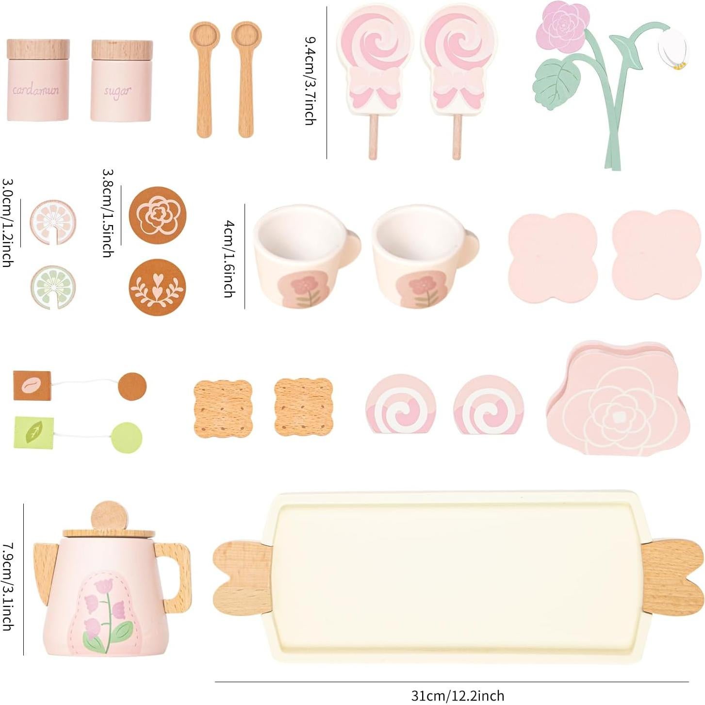 Juego de Té de Madera Smartwo 27 PZS para Niños 2-5 Años