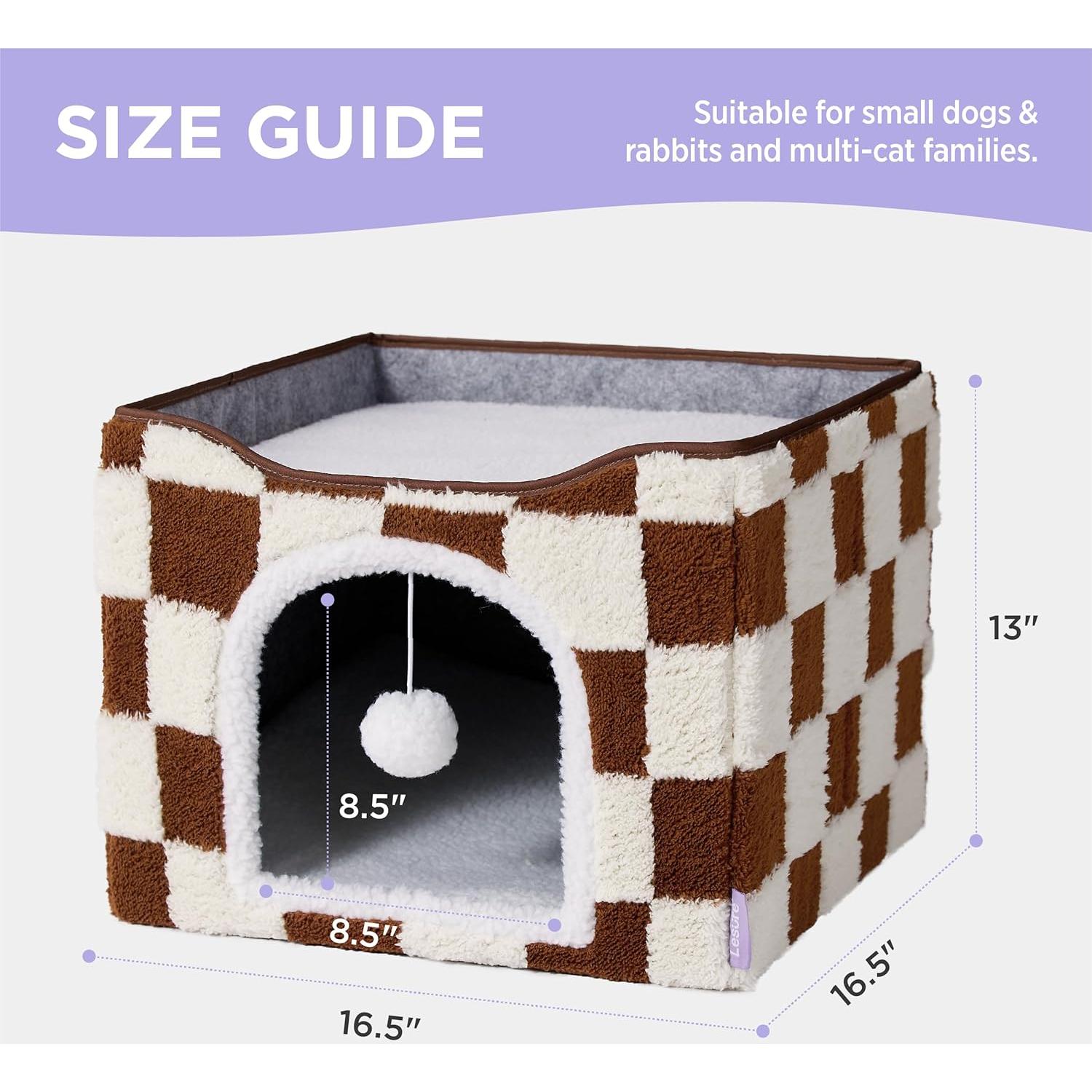 Casa para Gatos Lesure Plegable 42x42x33 cm Cuadrados Marrones