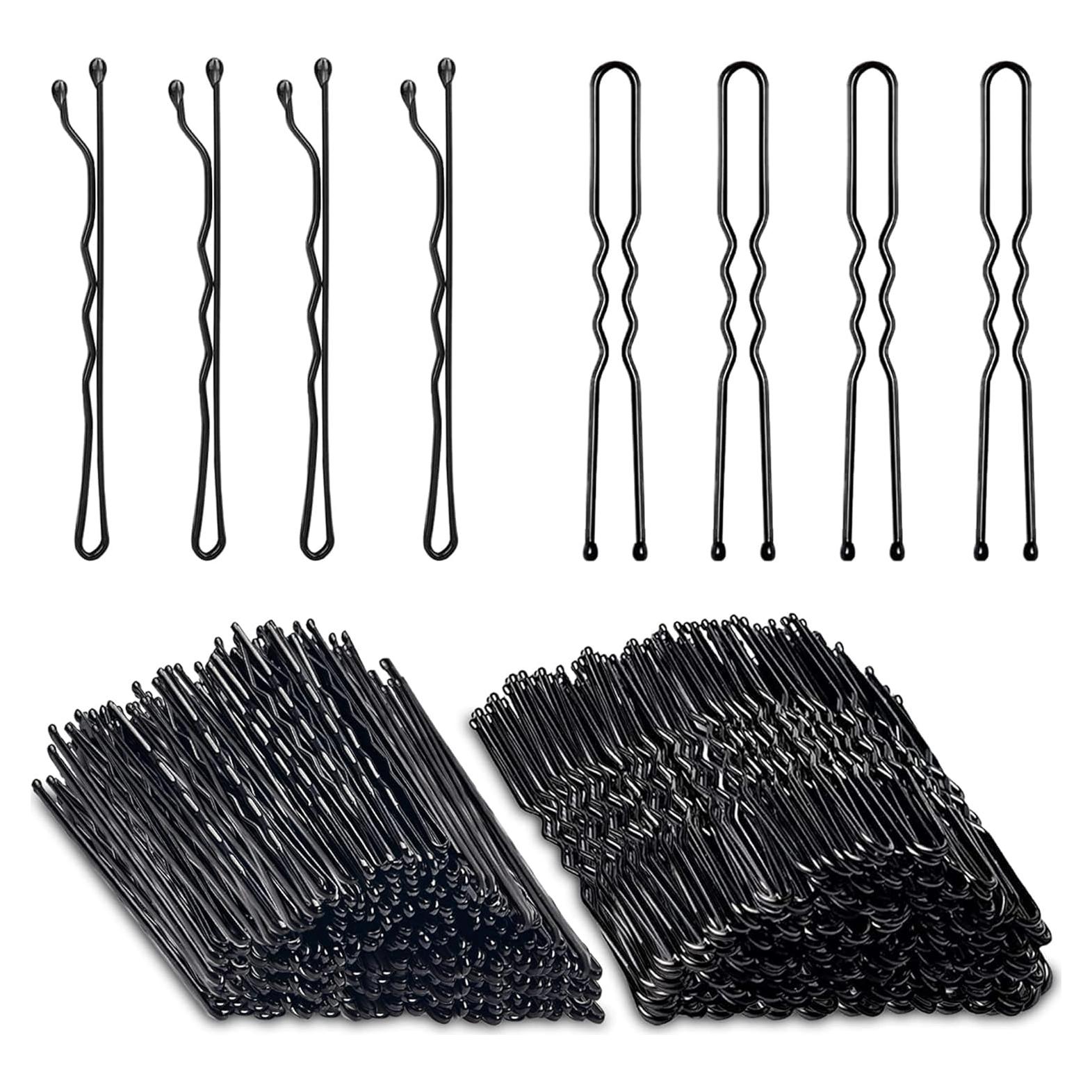 Kit de 200 Pinzas para Cabello AITRAI Negras 6.1 cm y 5.6 cm