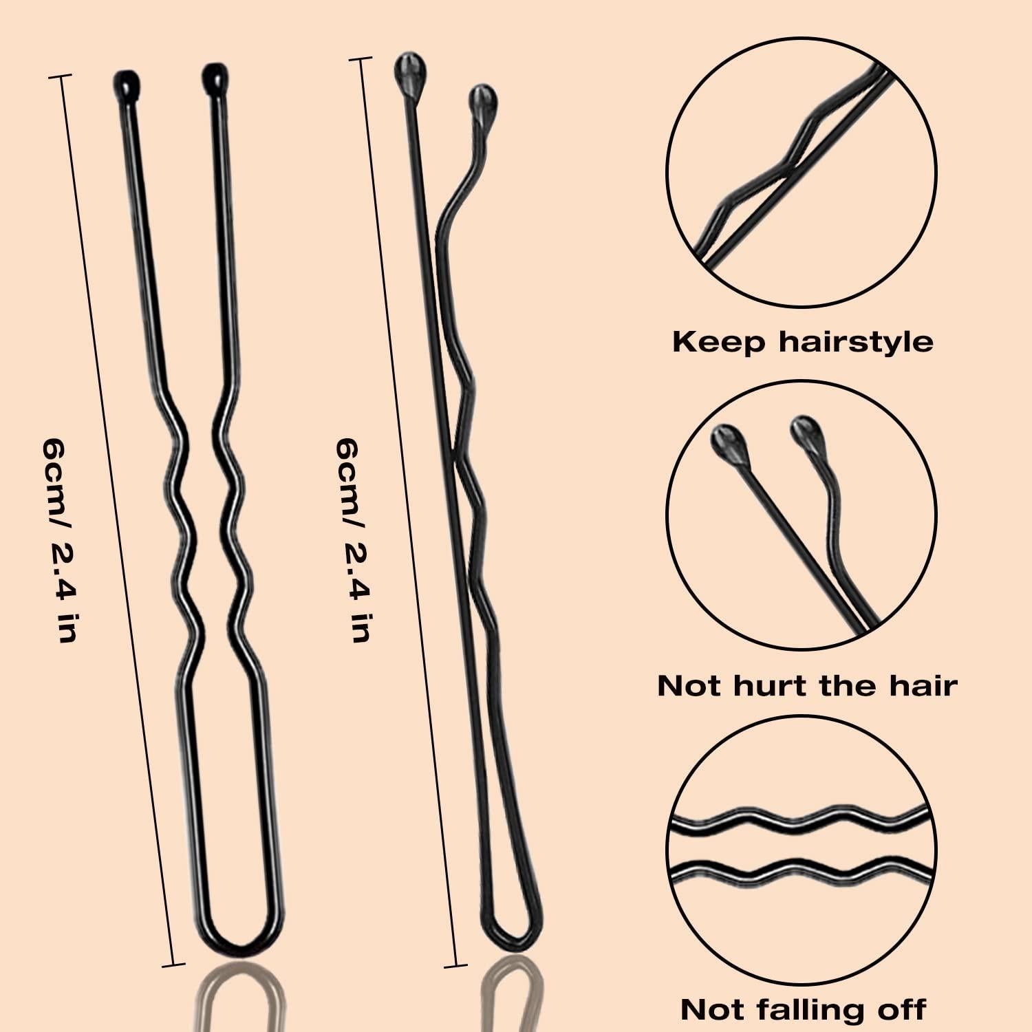 Kit de 200 Pinzas para Cabello AITRAI Negras 6.1 cm y 5.6 cm