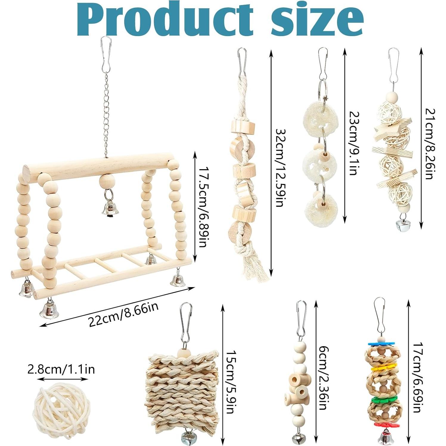 Juego de Juguetes para Aves 13 Pcs Hamiledyi - Columpio y Perchas