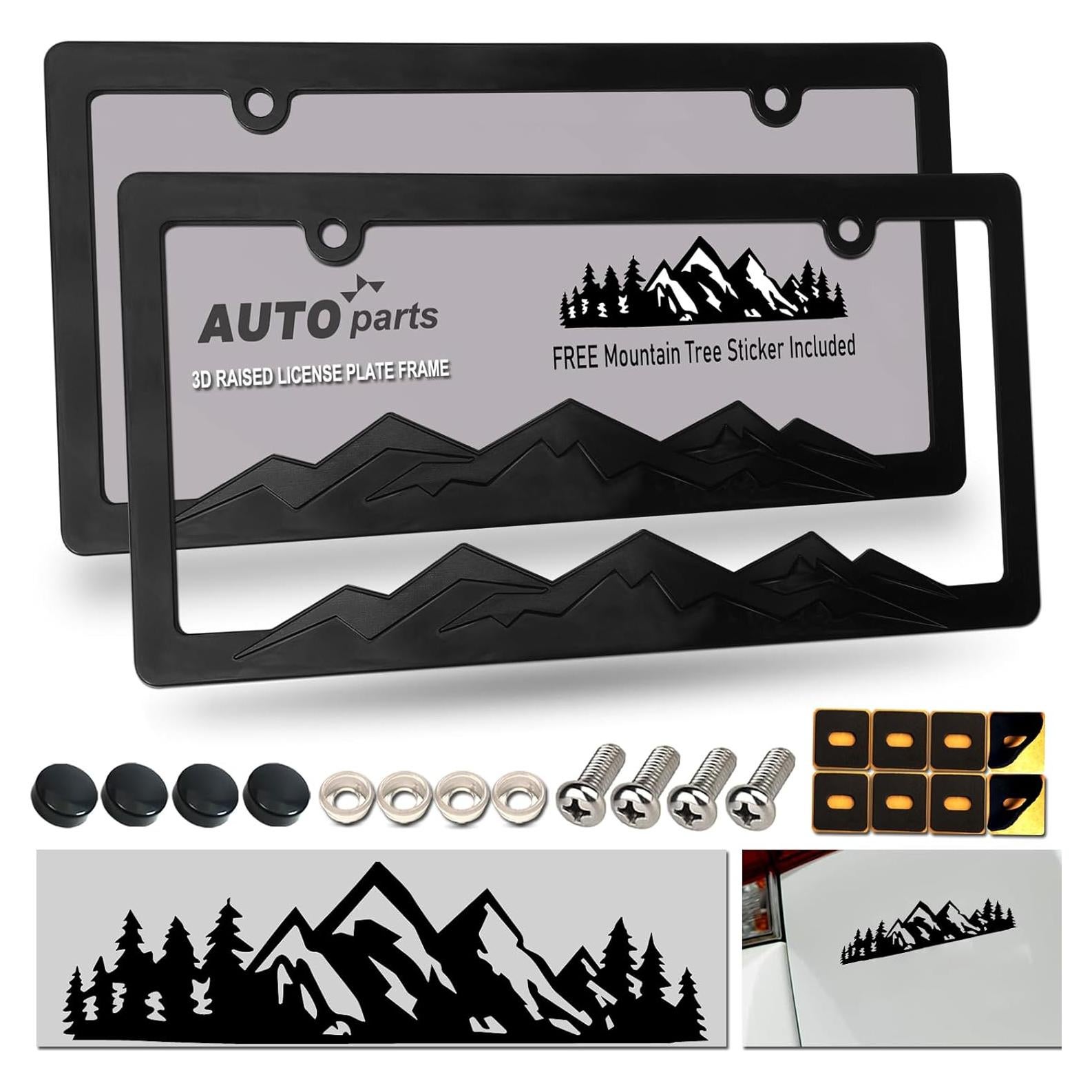 Marco de Placa de Licencia de Montaña ZXFOOG - Negro, Paquete de 2