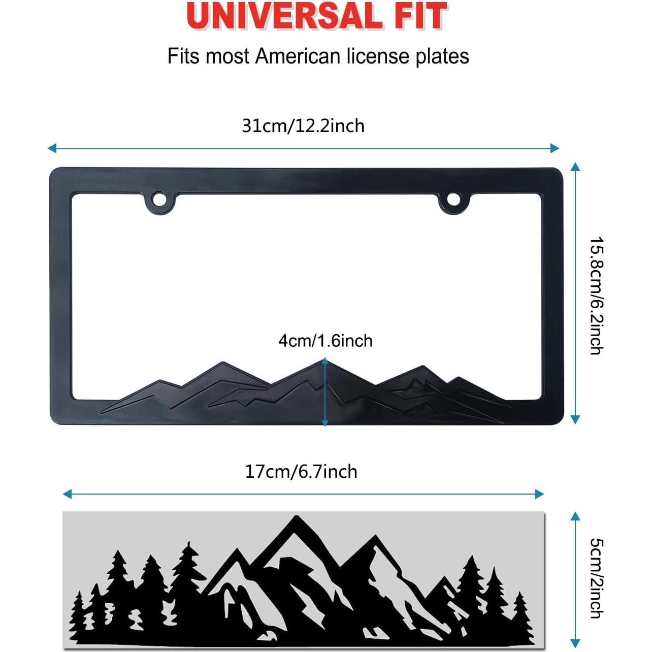 Marco de Placa de Licencia de Montaña ZXFOOG - Negro, Paquete de 2