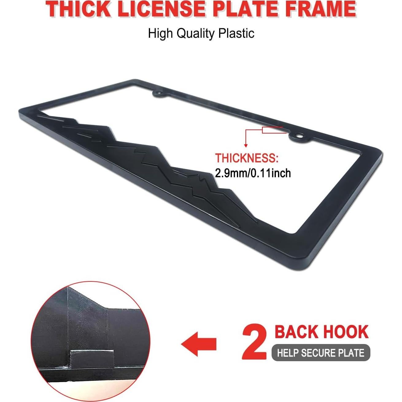 Marco de Placa de Licencia de Montaña ZXFOOG - Negro, Paquete de 2