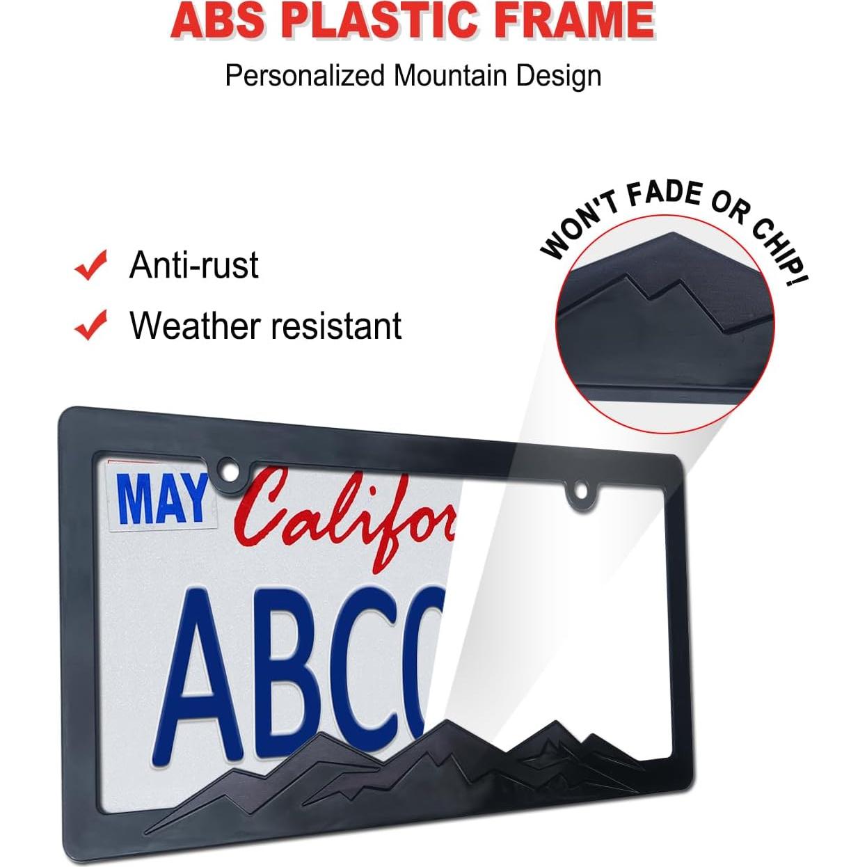 Marco de Placa de Licencia de Montaña ZXFOOG - Negro, Paquete de 2
