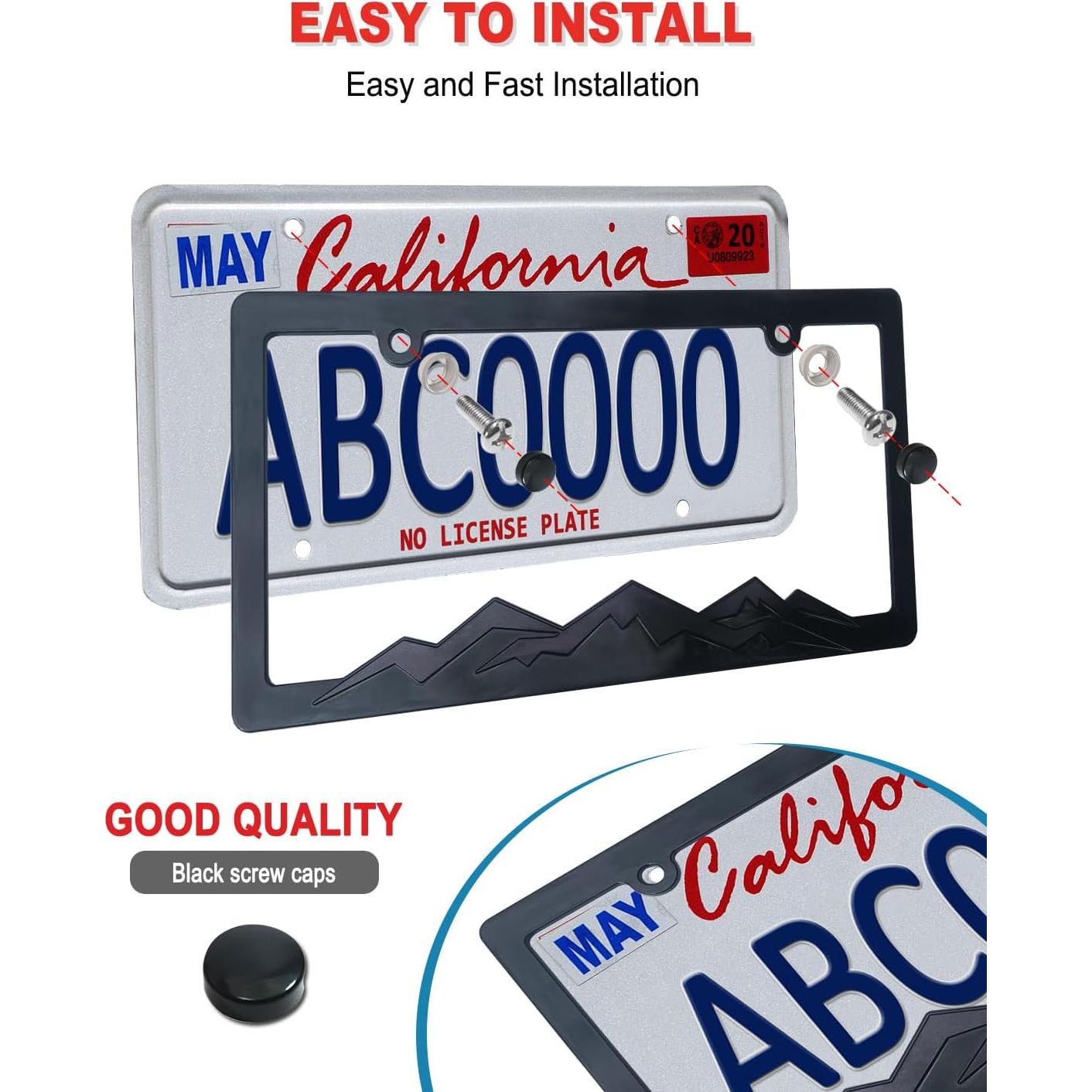 Marco de Placa de Licencia de Montaña ZXFOOG - Negro, Paquete de 2