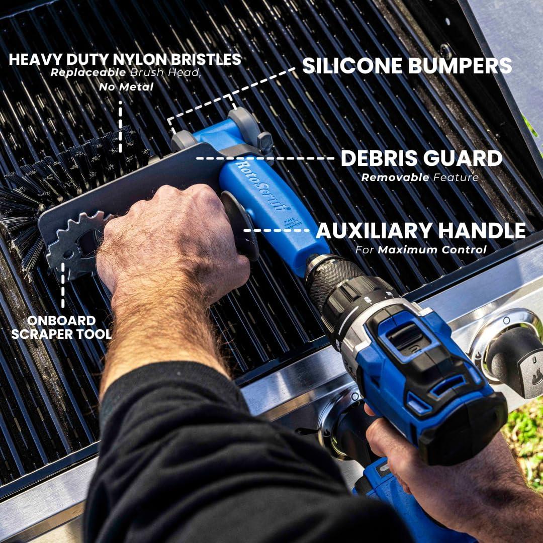 Cepillo para Parrilla RotoScrub 24.13 cm Nylon Accesorio Taladro