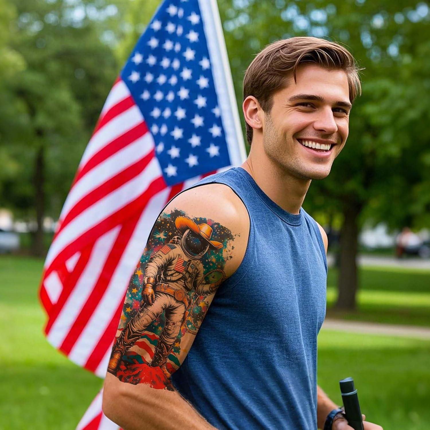 Tatuajes Temporales Patrióticos VERKSTAD - 16 Hojas 4 de Julio