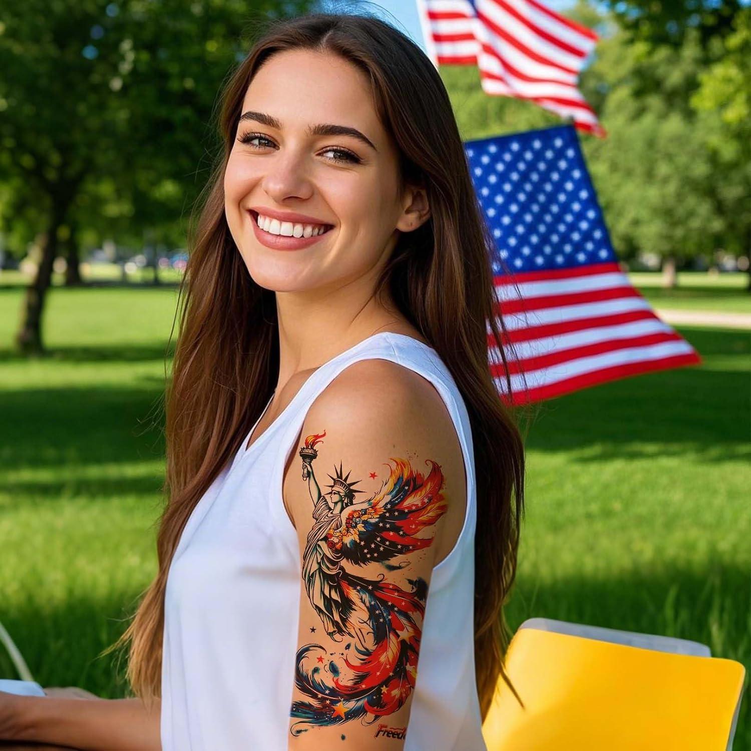 Tatuajes Temporales Patrióticos VERKSTAD - 16 Hojas 4 de Julio