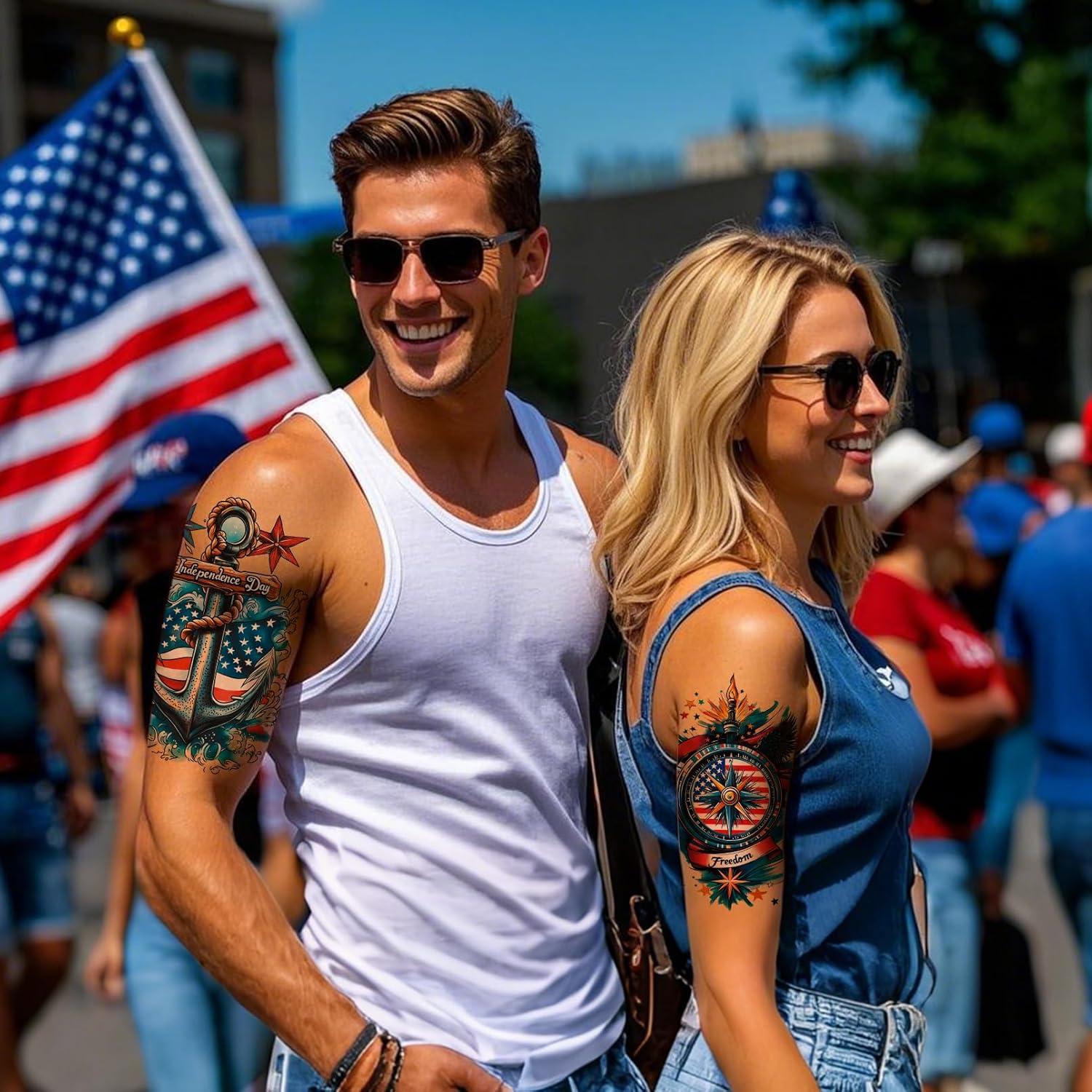 Tatuajes Temporales Patrióticos VERKSTAD - 16 Hojas 4 de Julio