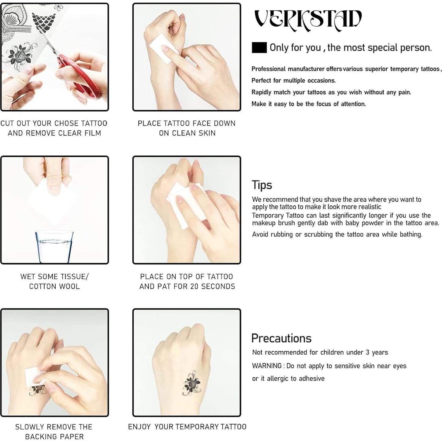 Tatuajes Temporales Patrióticos VERKSTAD - 16 Hojas 4 de Julio