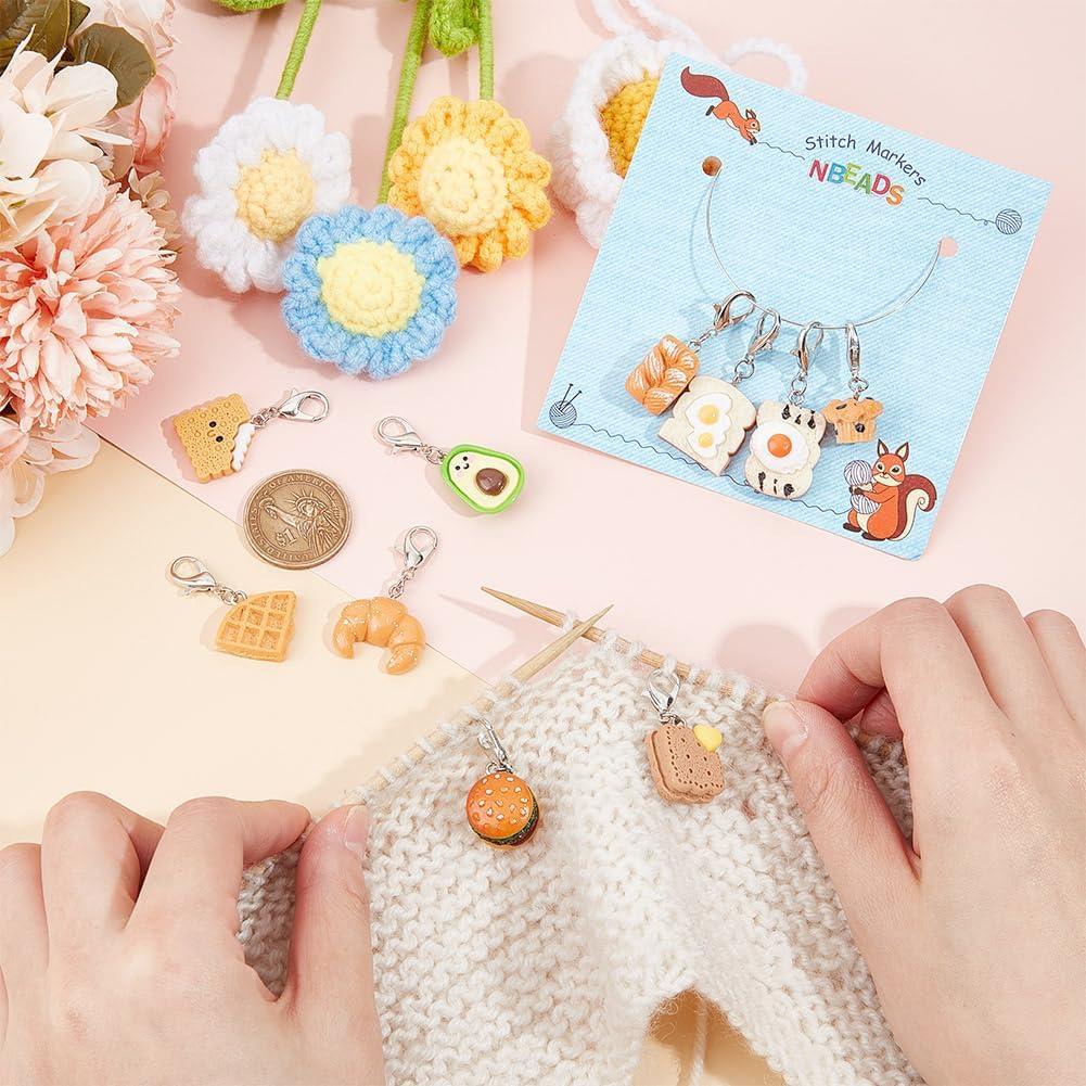 Marcadores de Puntos de Tejer NBEADS - 10 Piezas Pan Resina