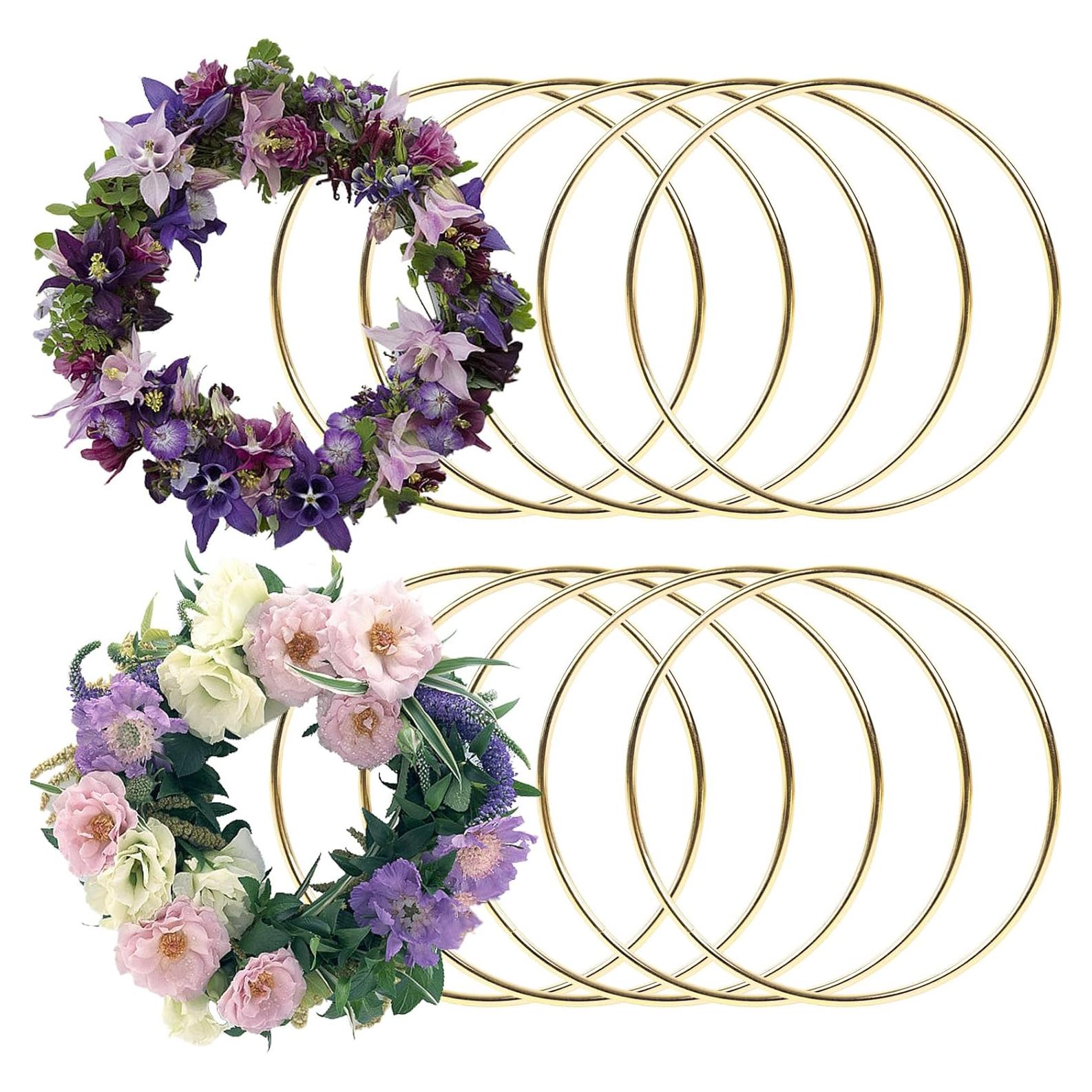 BigOtters 10 Aros Atrapa Sueños Metálicos Dorados 20 cm