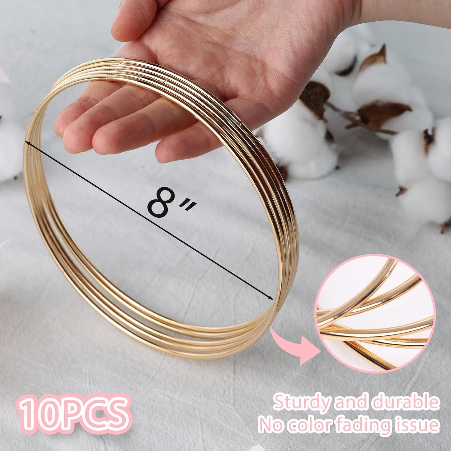 BigOtters 10 Aros Atrapa Sueños Metálicos Dorados 20 cm