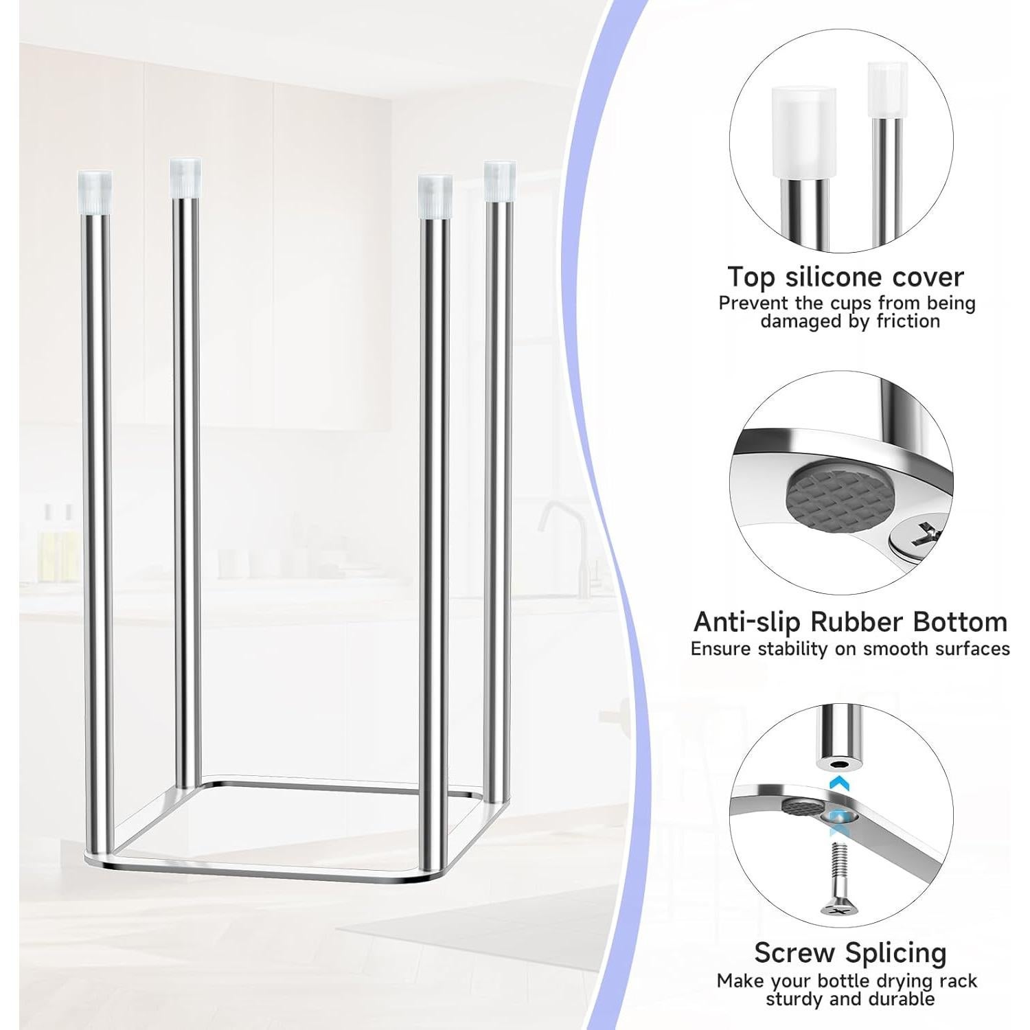 Soporte para Secado de Botellas XILIMEN Acero Inoxidable 24.1 cm