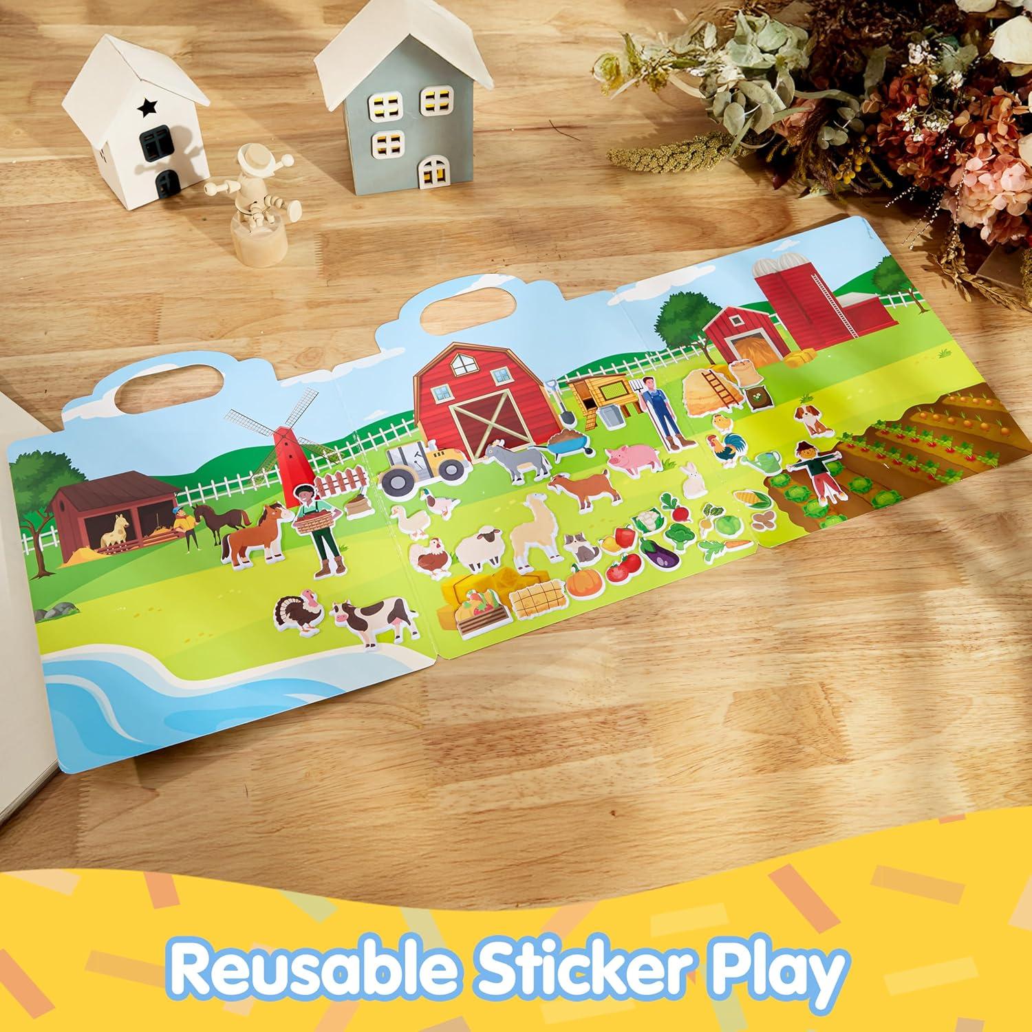 Libro de Pegatinas Reutilizables JOYIN Animales de Granja 43 Piezas