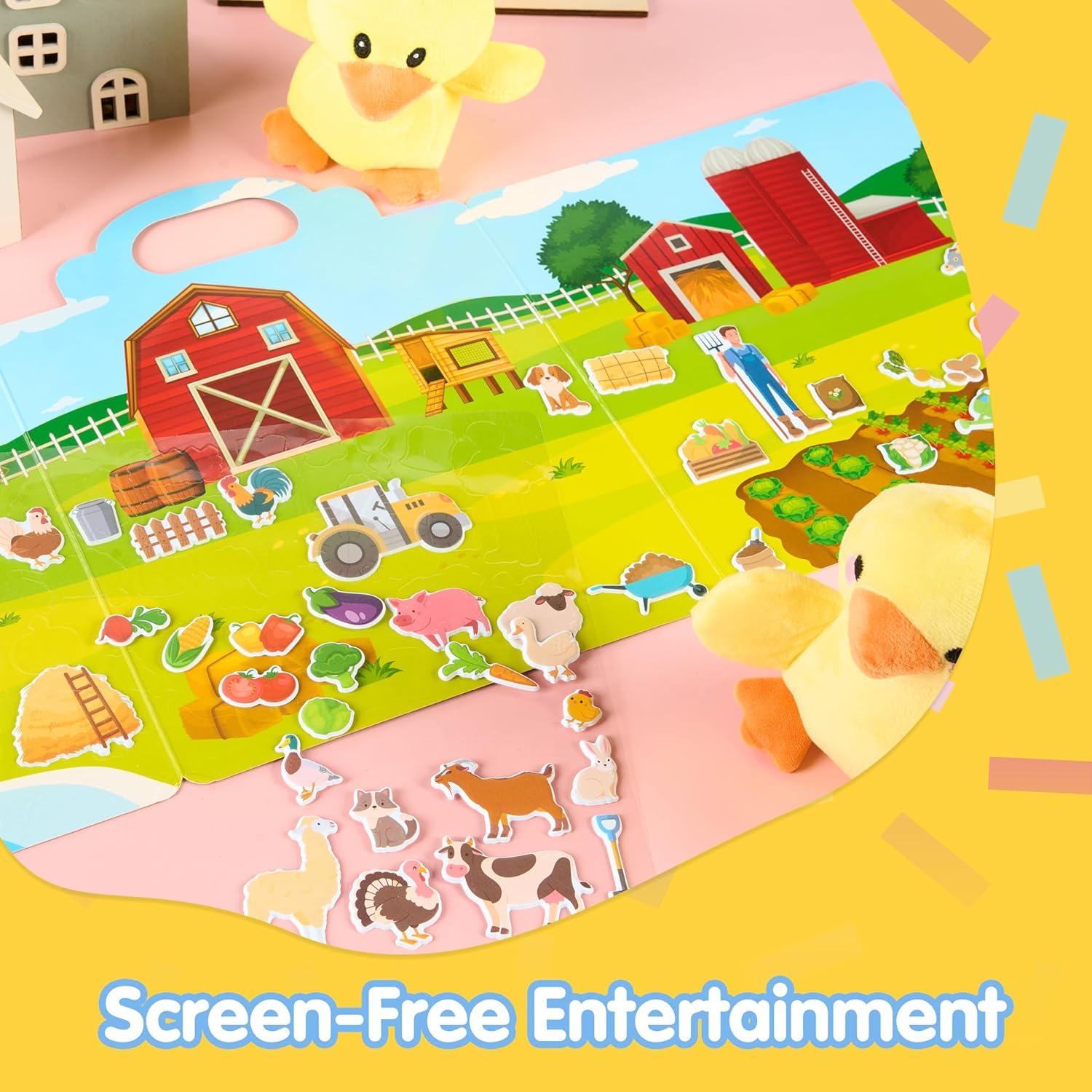 Libro de Pegatinas Reutilizables JOYIN Animales de Granja 43 Piezas