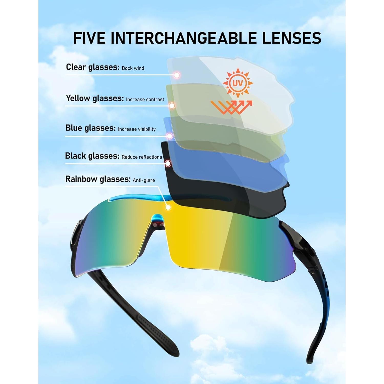 Gafas de Ciclismo Polarizadas UV400 con 5 Lentes Intercambiables