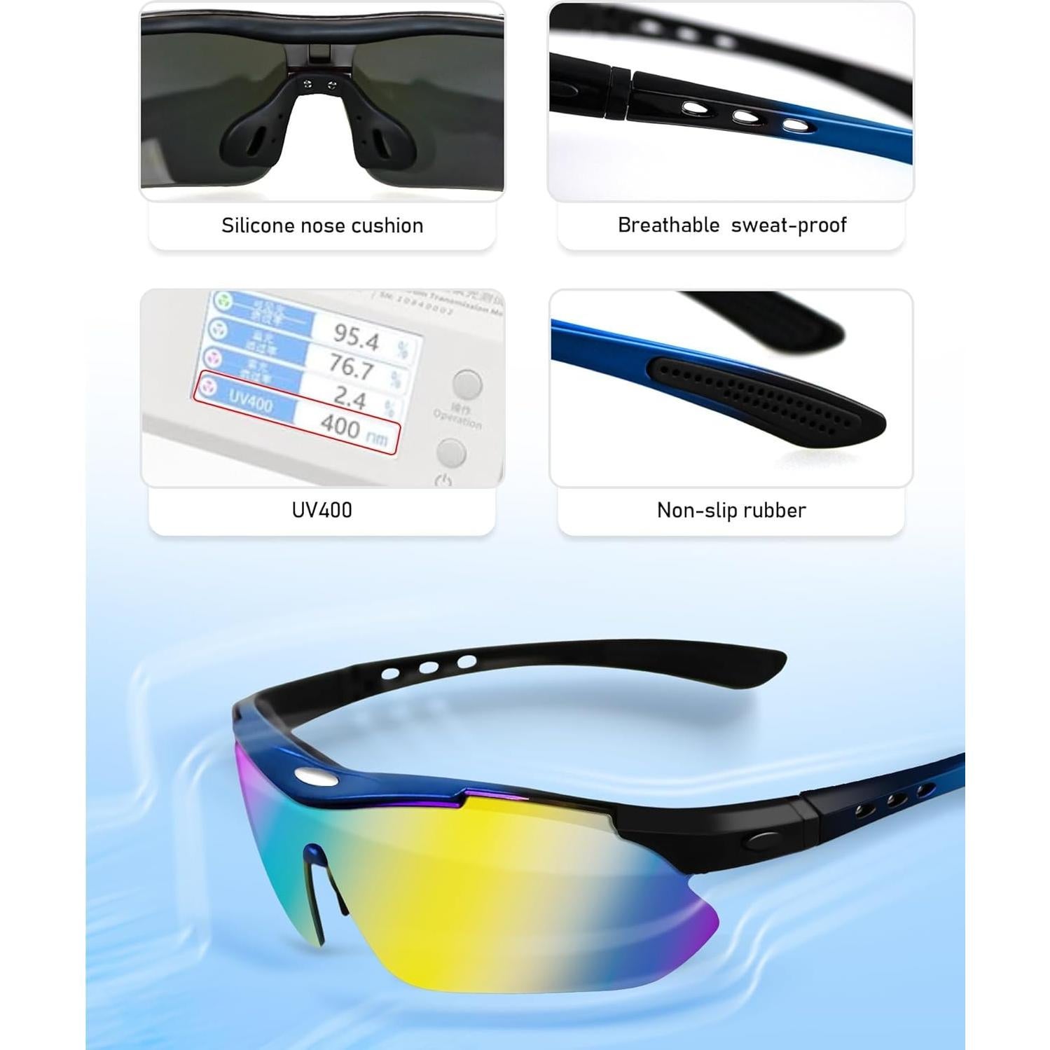 Gafas de Ciclismo Polarizadas UV400 con 5 Lentes Intercambiables