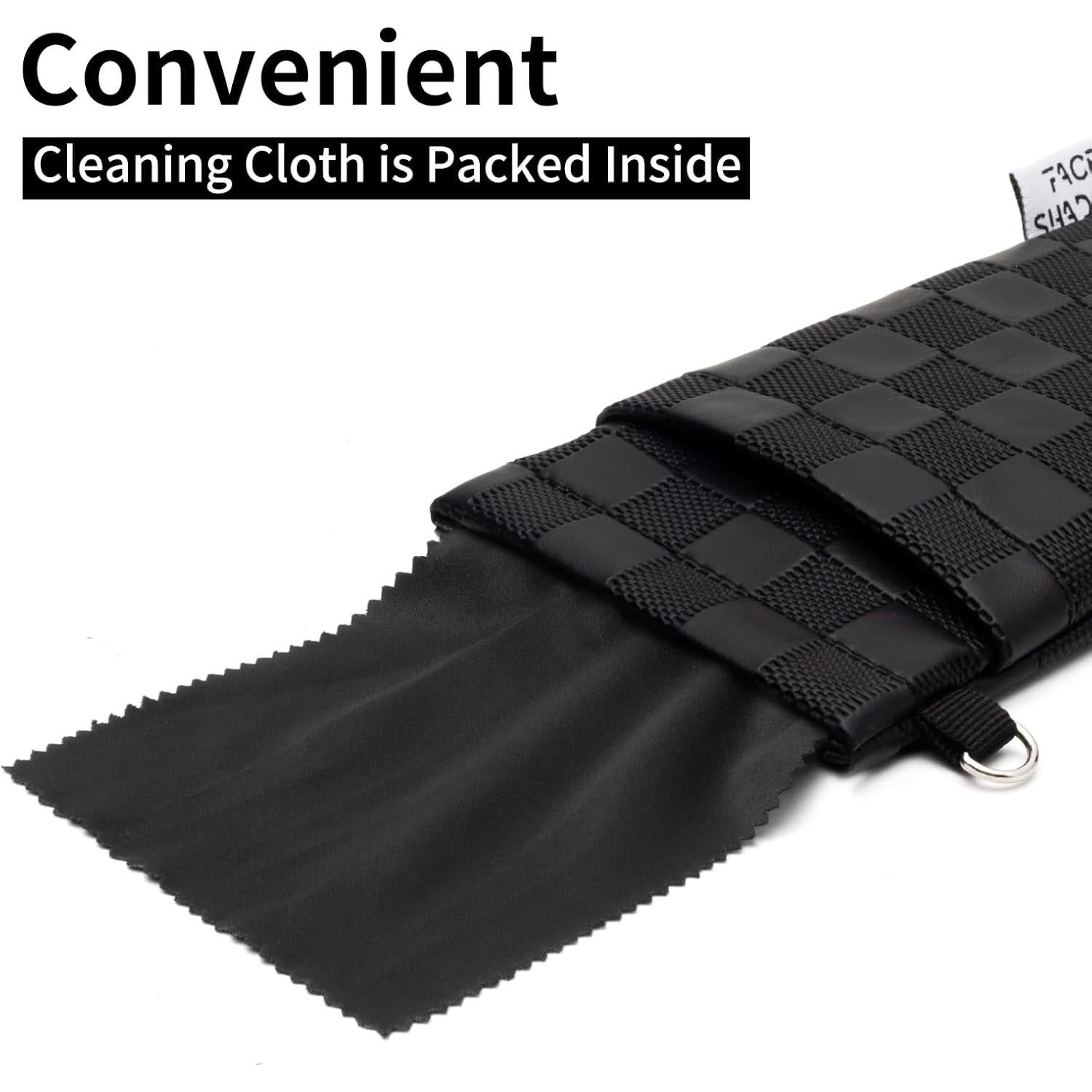 Estuche Doble para Gafas PU Negro con Tapa y Paño de Limpieza