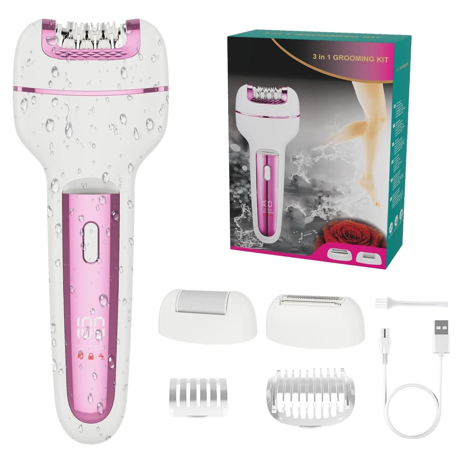 Epilador 3 en 1 Ourcec Rosa - Afeitadora y Removedor de Callos