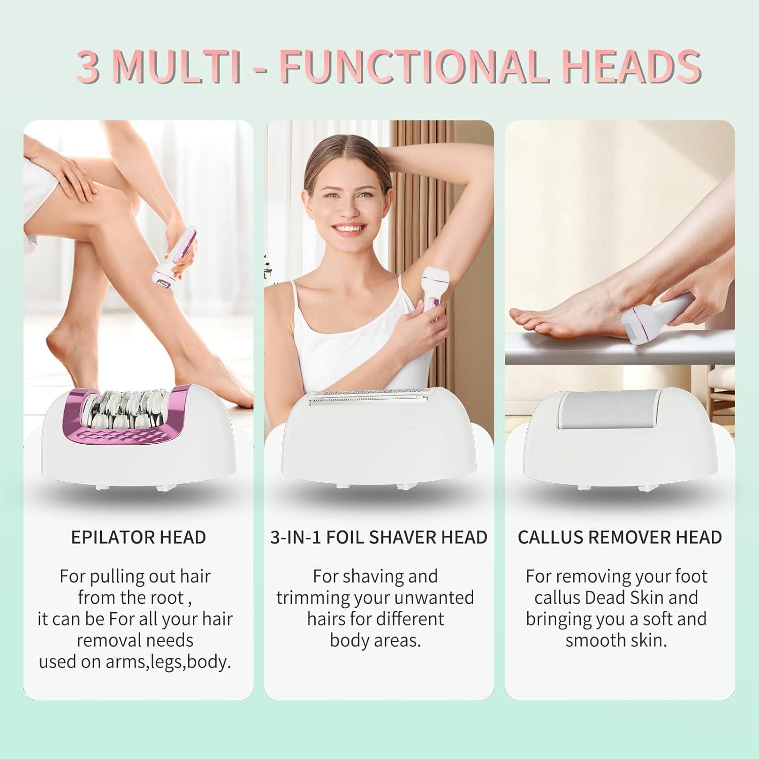 Epilador 3 en 1 Ourcec Rosa - Afeitadora y Removedor de Callos