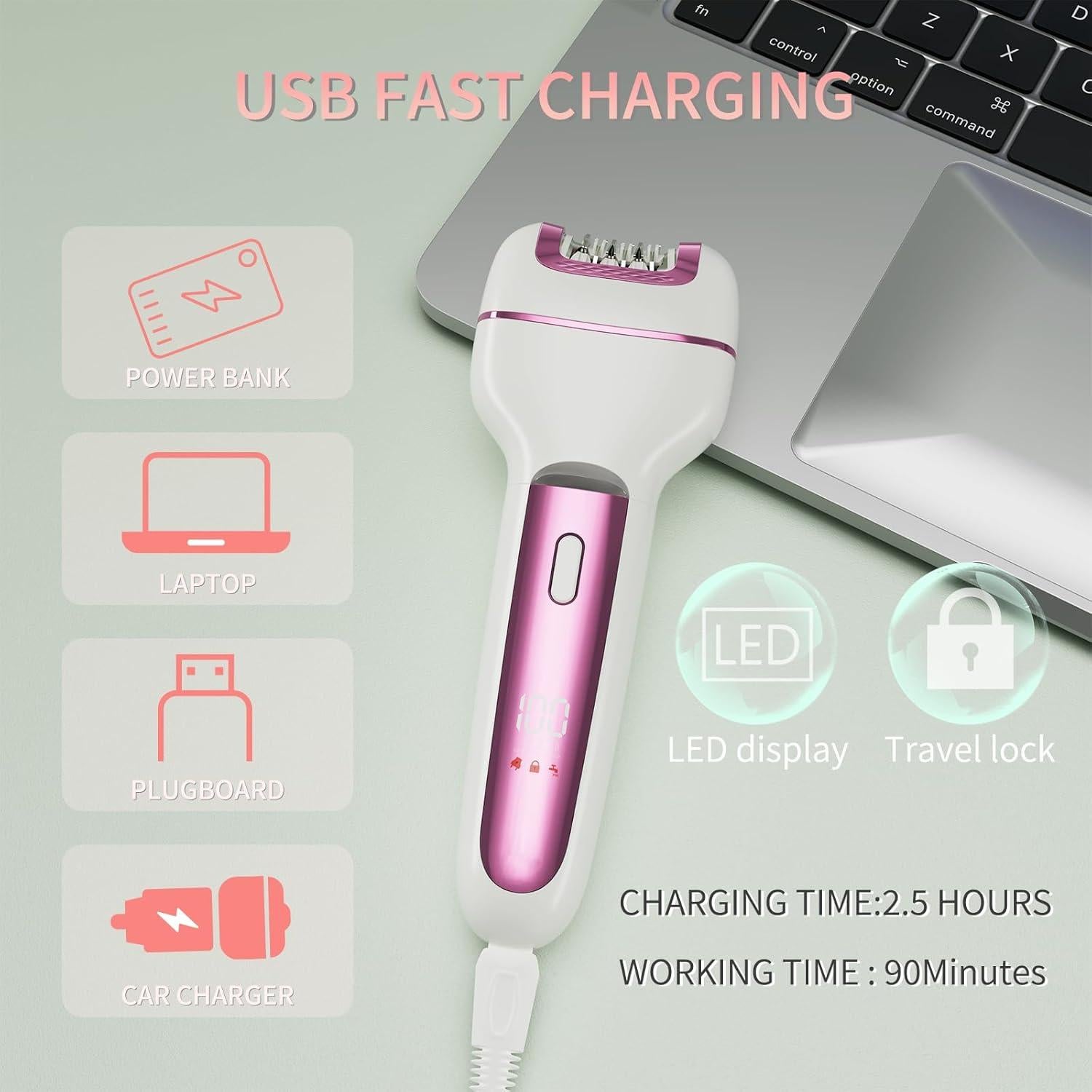 Epilador 3 en 1 Ourcec Rosa - Afeitadora y Removedor de Callos