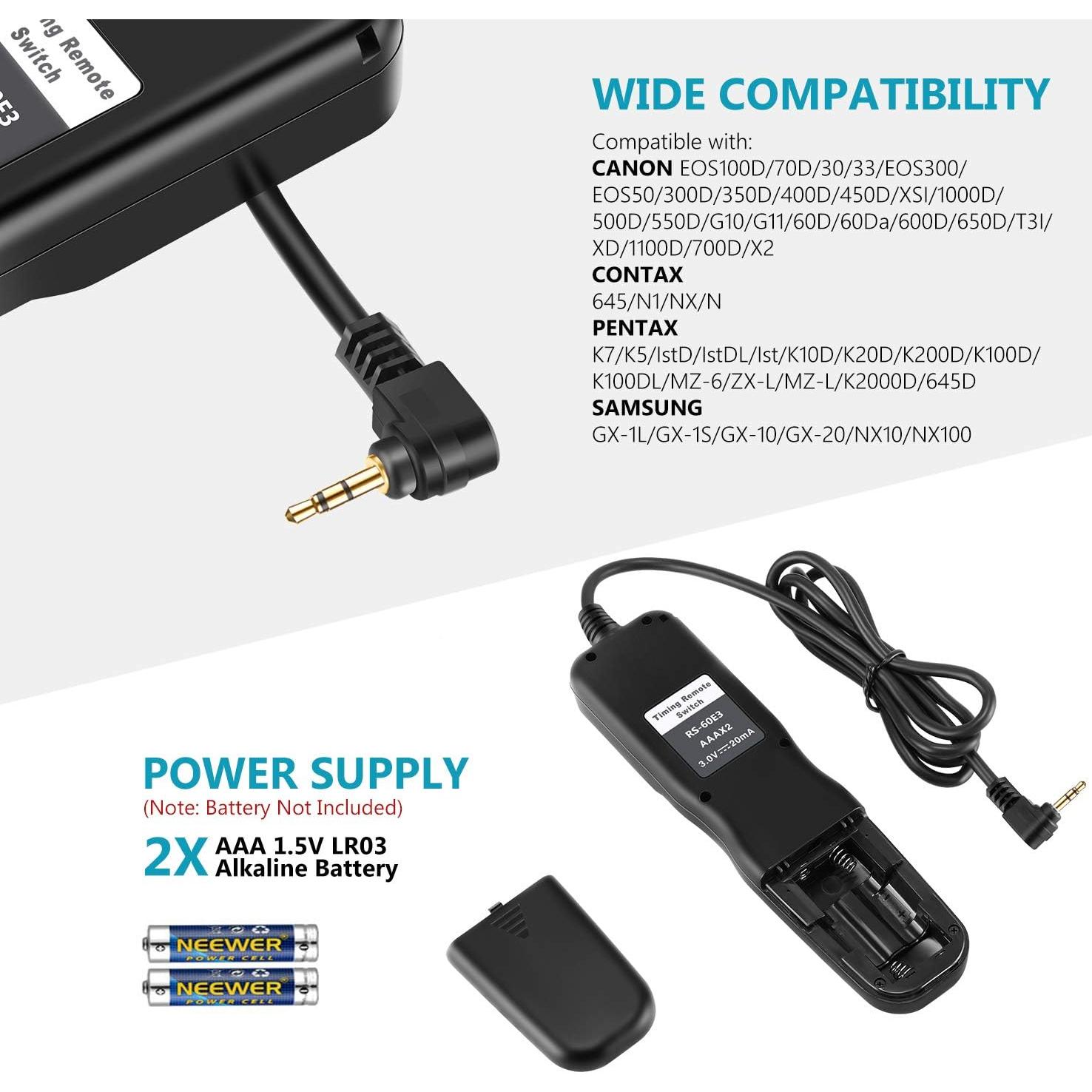 Control Remoto Neewer para Canon y Pentax con Temporizador LCD