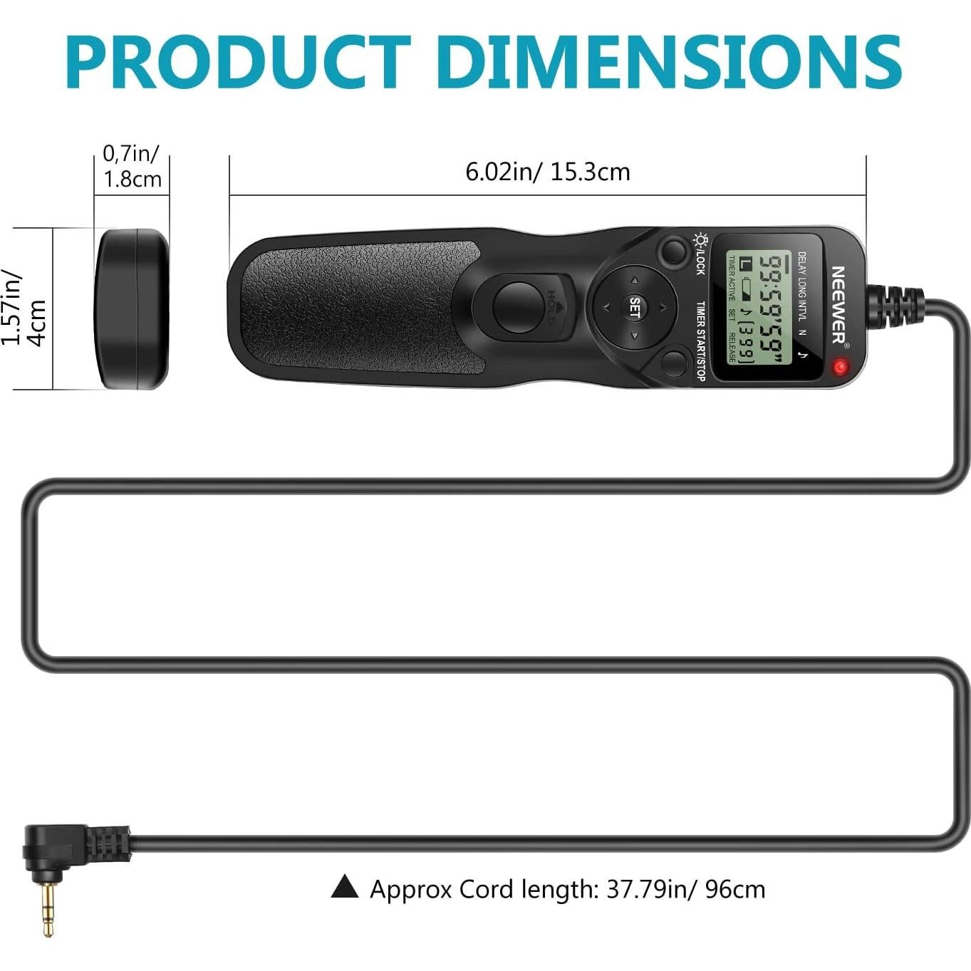Control Remoto Neewer para Canon y Pentax con Temporizador LCD
