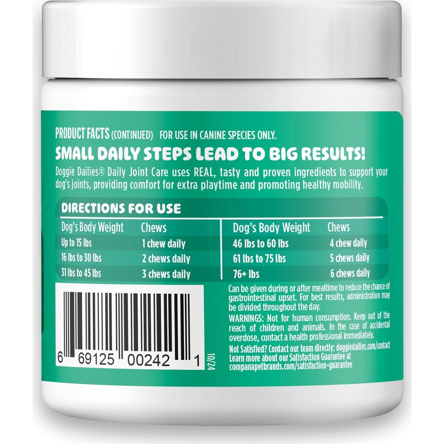 Suplemento Articular para Perros Doggie Dailies - Pollo 120 Masticables