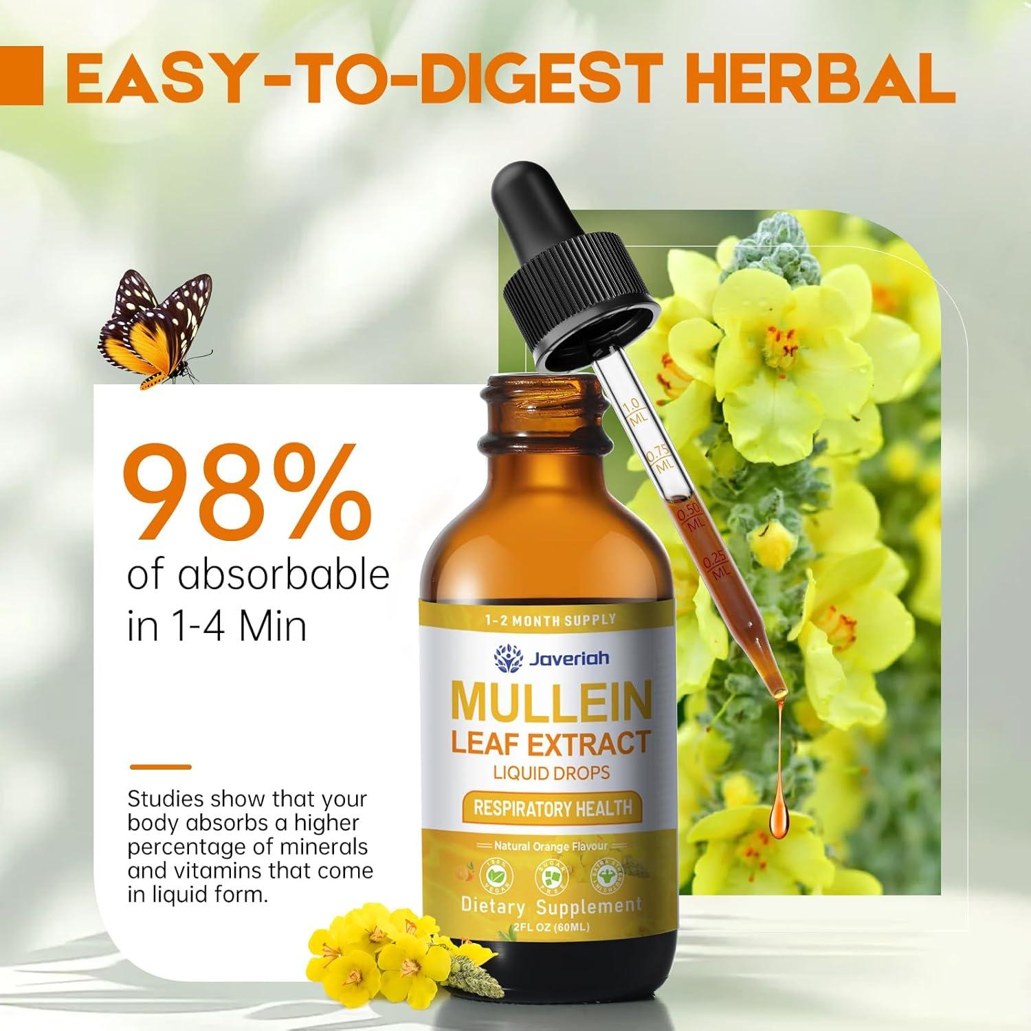 Gotas de Mullein Javeriah 60 ml - Suplemento Herbal Respiratorio