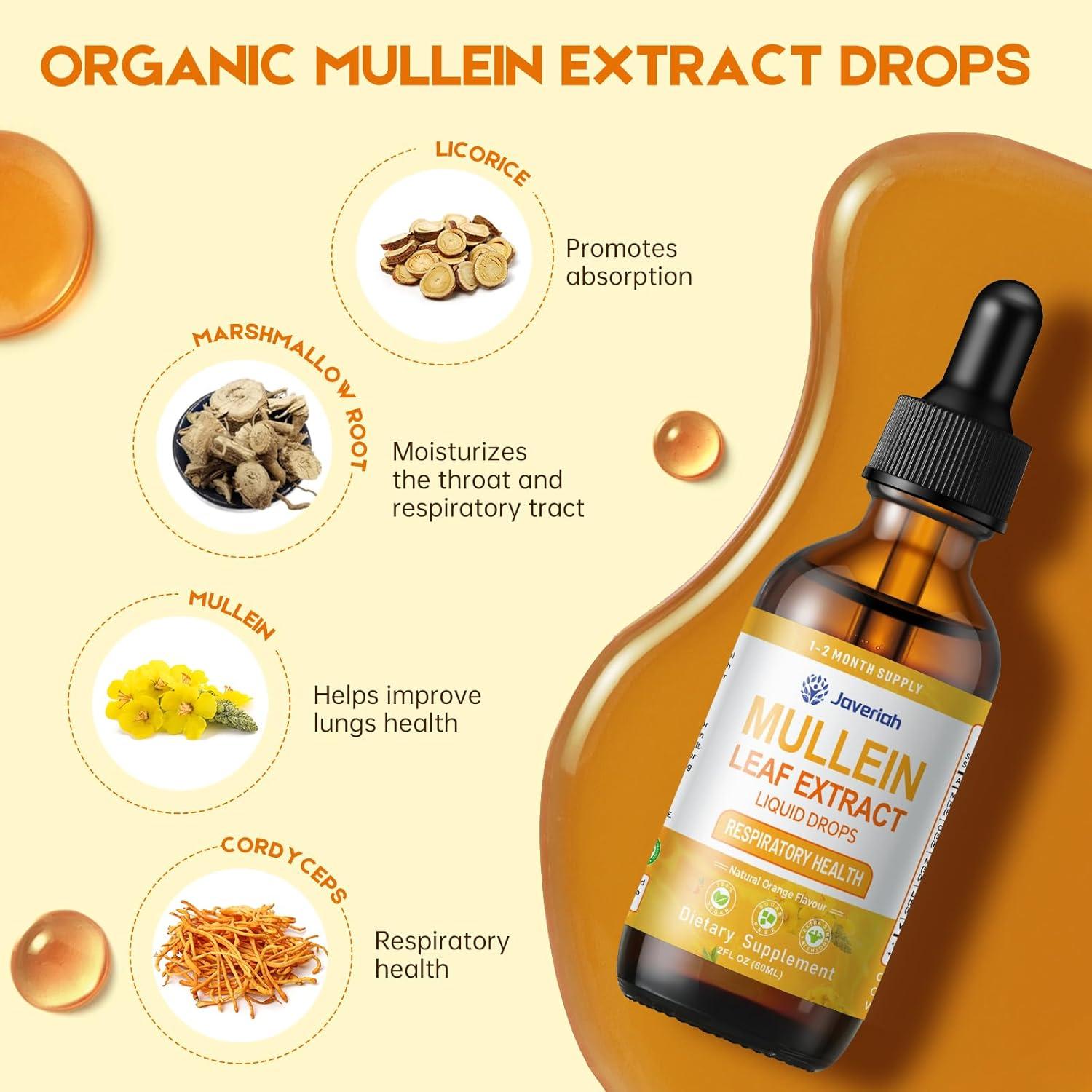 Gotas de Mullein Javeriah 60 ml - Suplemento Herbal Respiratorio