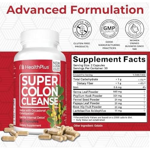 Health Plus Super Colon Cleanse 60 Cápsulas Detox Digestivo