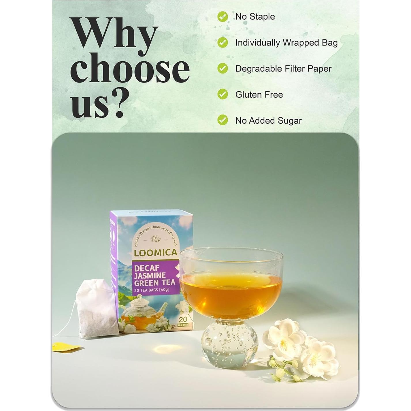 Té Verde Jazmín Descafeinado Loomica - 20 Bolsitas Suaves