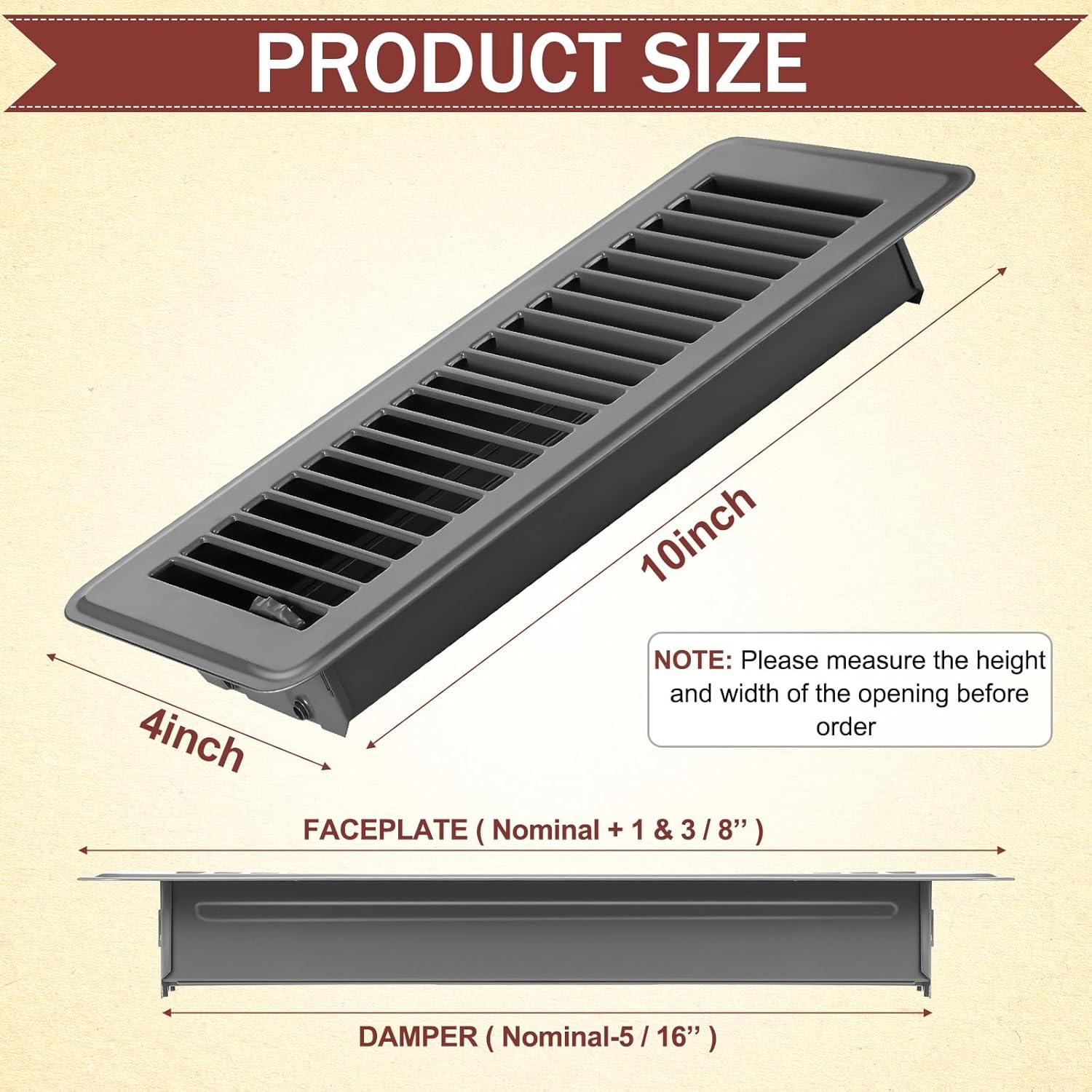 12 Cubiertas de Ventilación de Piso Fumete 4x10" Gris Oscuro