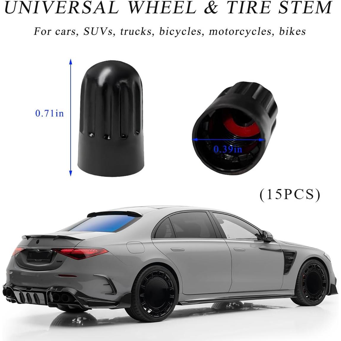 15 Tapones de Válvula de Neumático Gasedin - Ajuste Universal