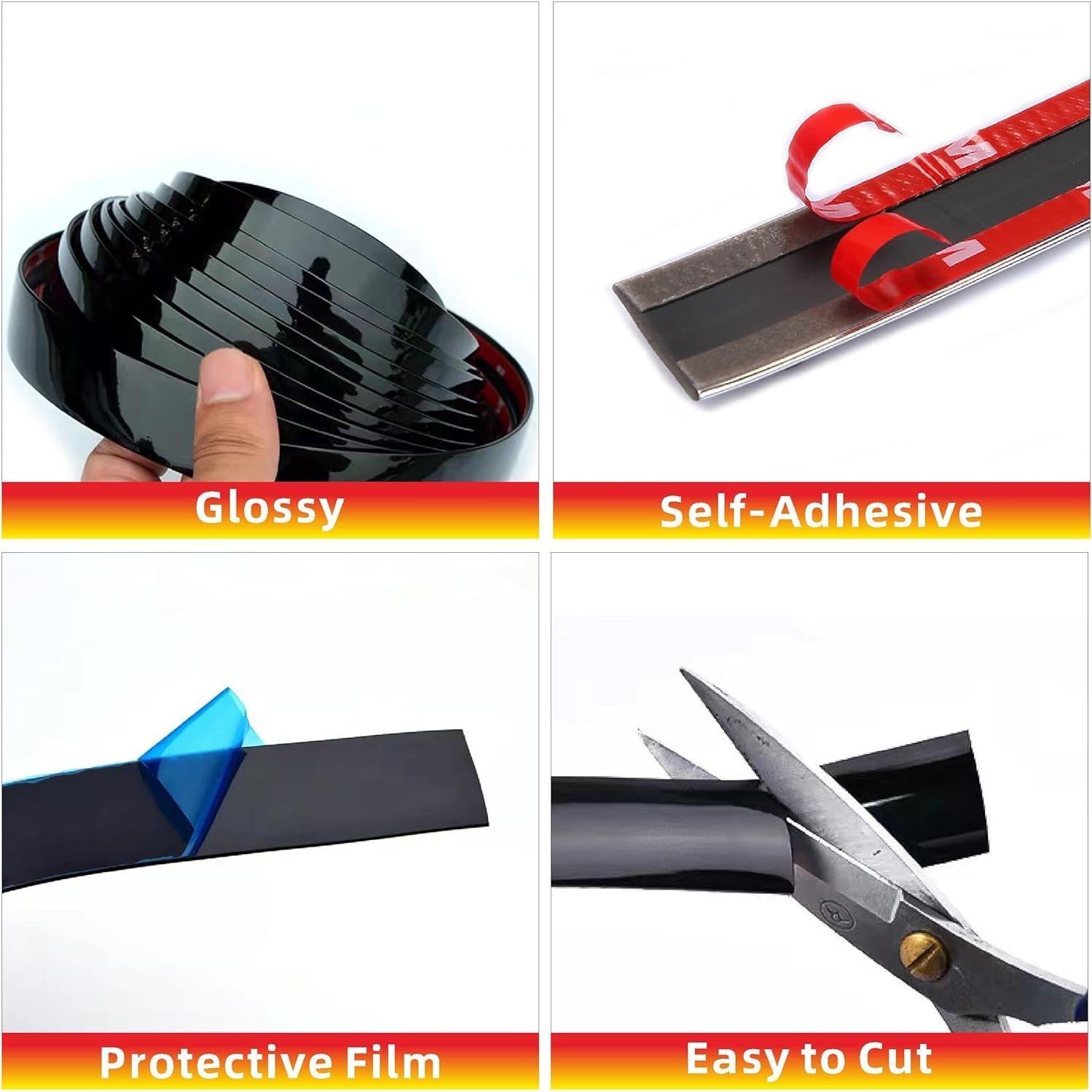 Moldura de Automóvil NANSH 16Ft Negra Brillante 25mm Universal