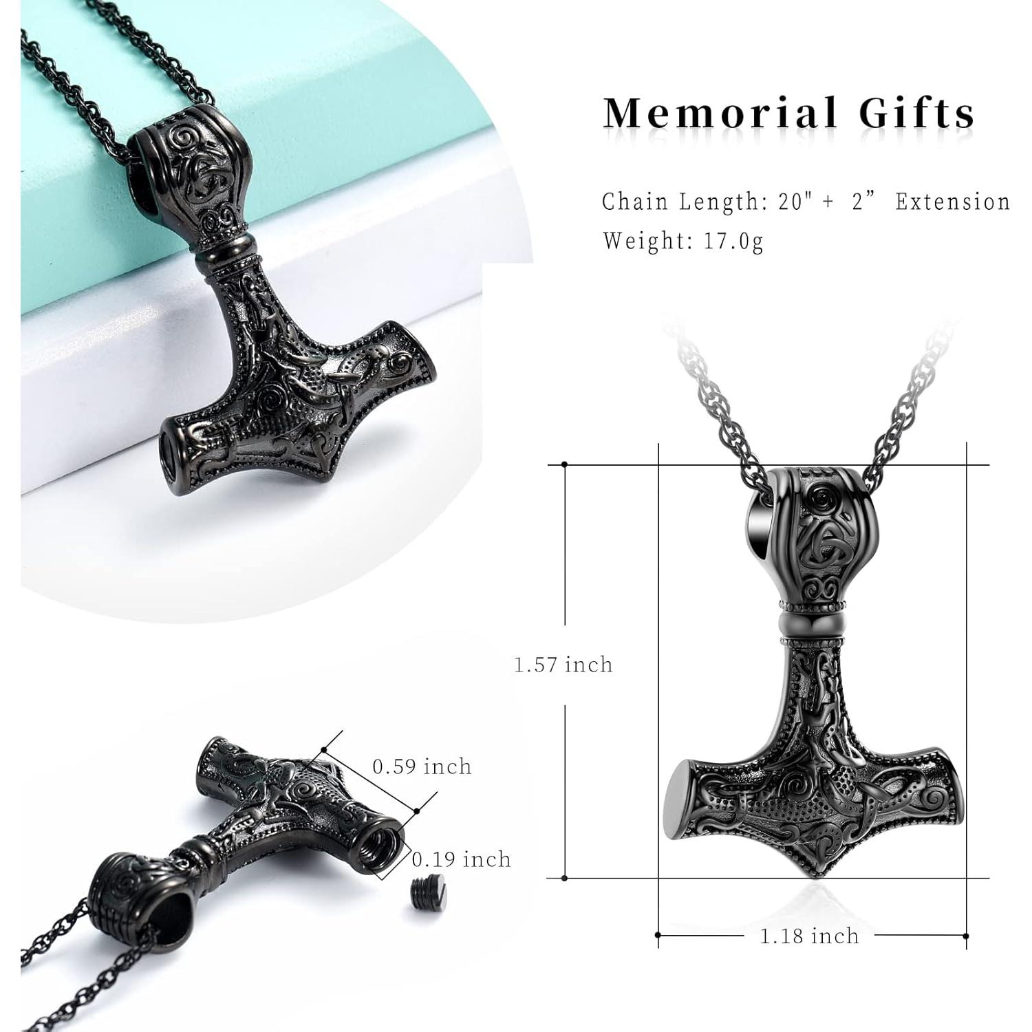 Collar de Urna Martillo de Thor shajwo para Cenizas 3x4cm