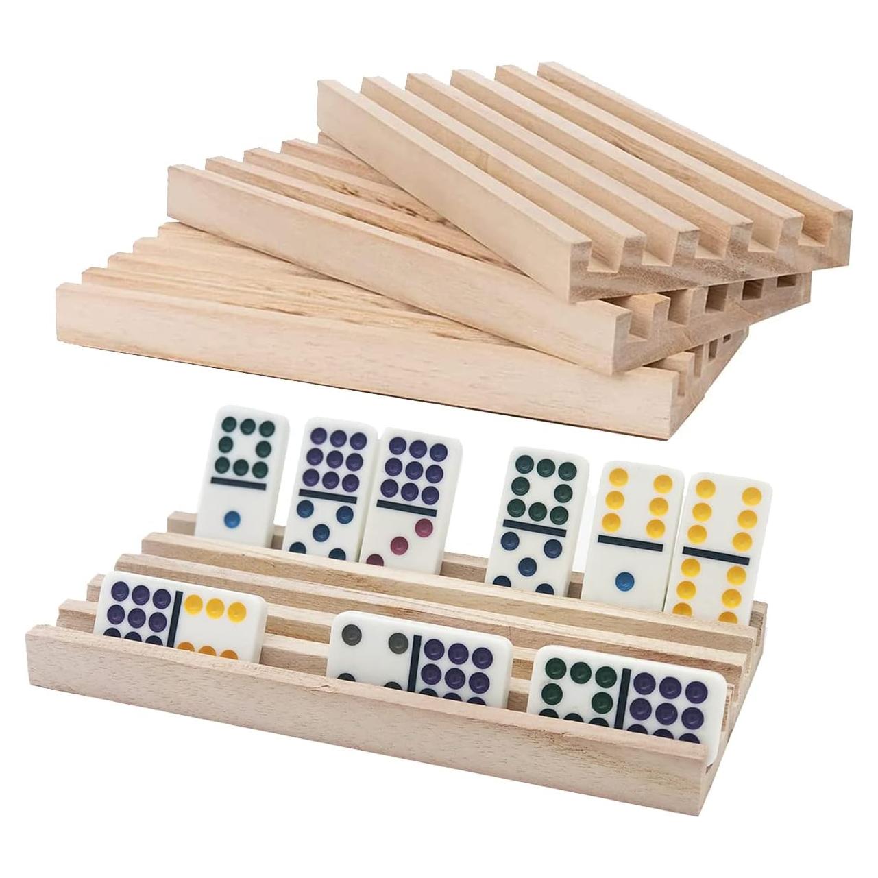 Juego de 4 bandejas de dominó de madera ESSAJOY - Organizador