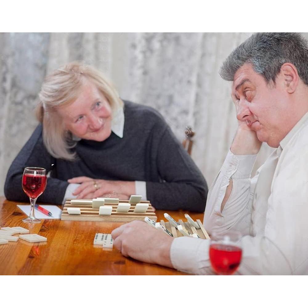 Juego de 4 bandejas de dominó de madera ESSAJOY - Organizador