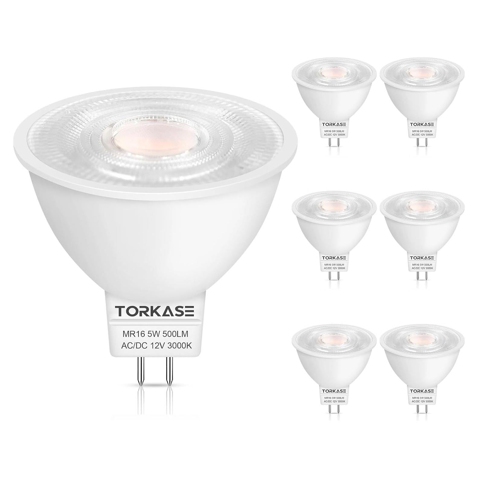 Bombilla LED Torkase MR16 5W GU5.3 3000K Paquete de 6