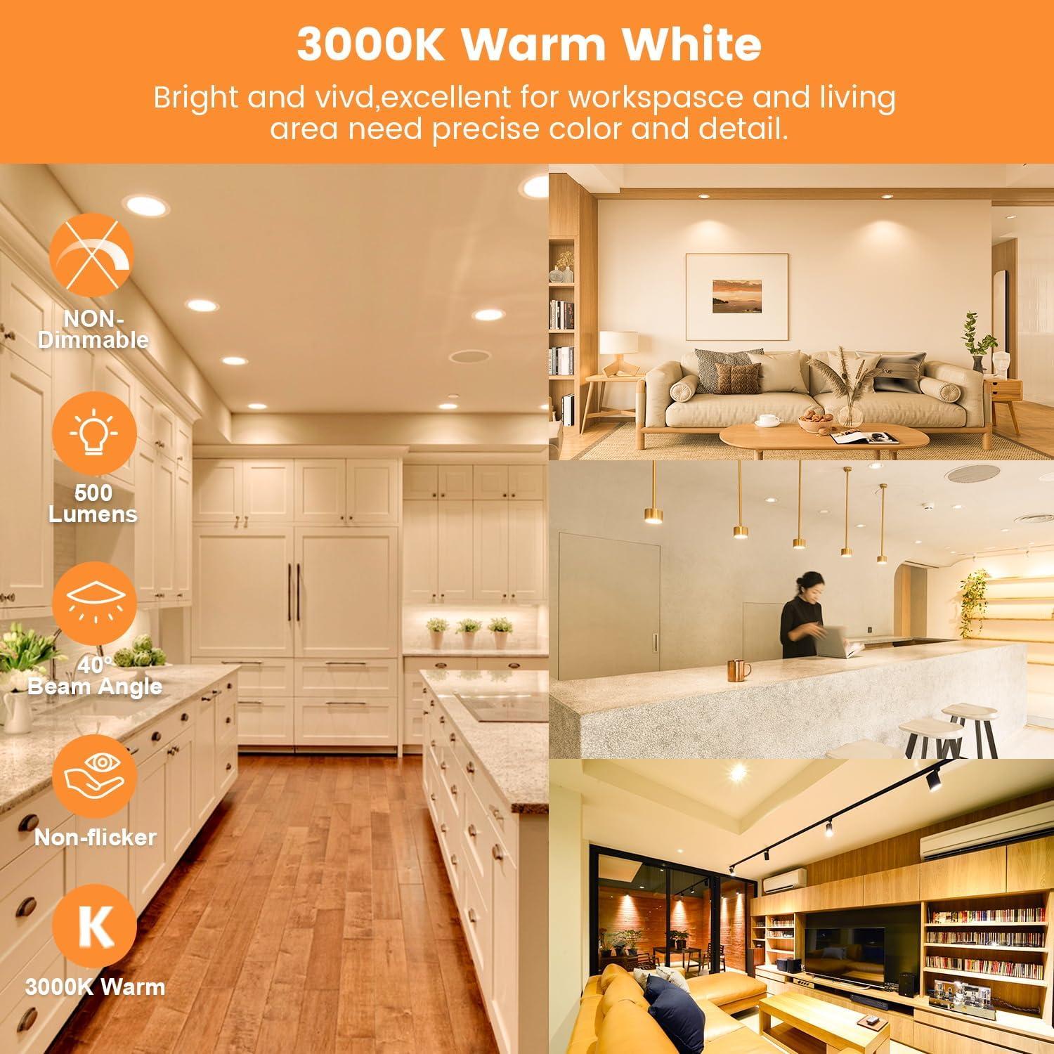 Bombilla LED Torkase MR16 5W GU5.3 3000K Paquete de 6