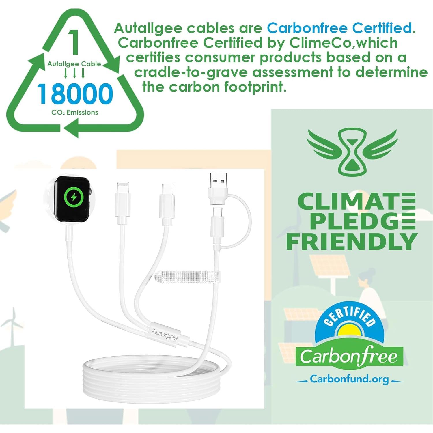 Cable de Carga Múltiple 3 en 1 Autallgee 125 cm para iWatch