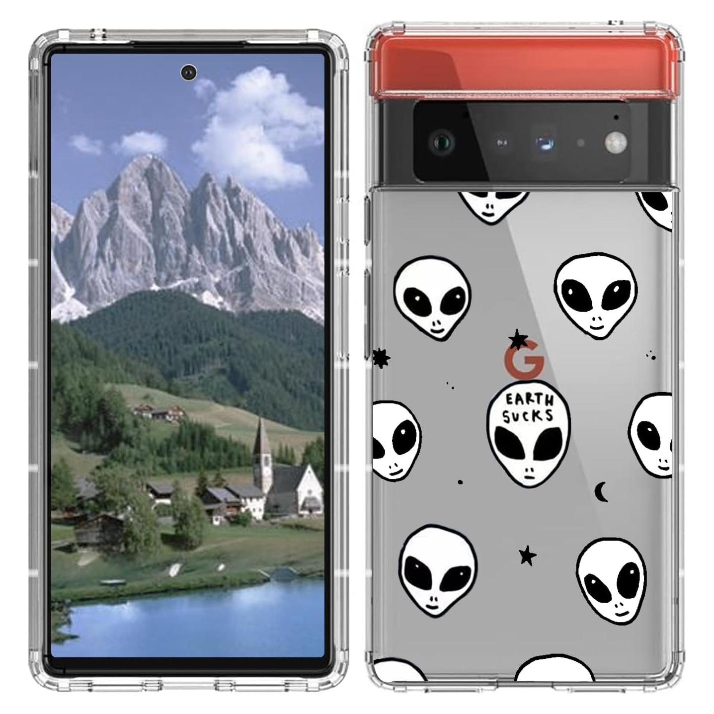 Funda TPU clara para Google Pixel 6 Pro diseño alienígena