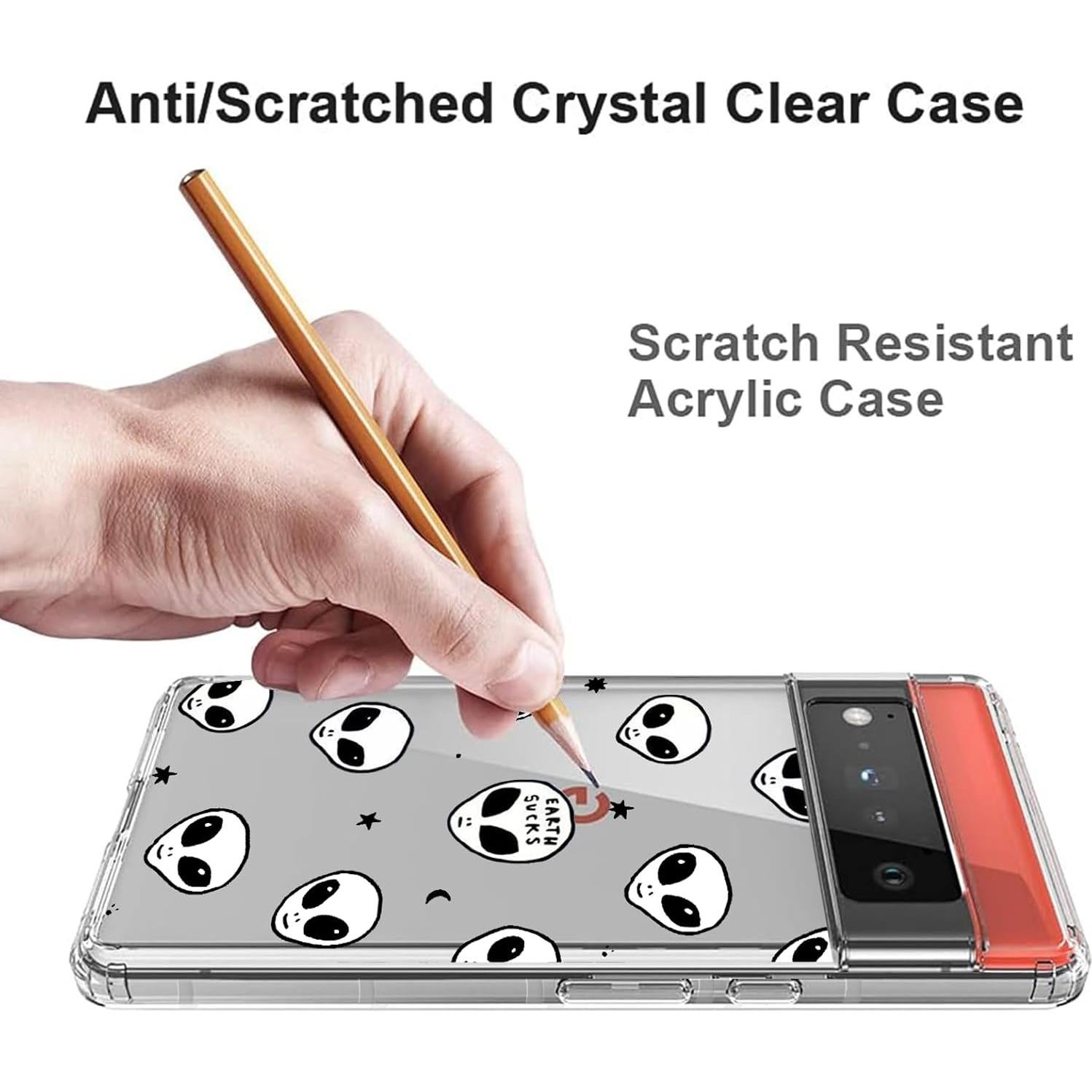 Funda TPU clara para Google Pixel 6 Pro diseño alienígena