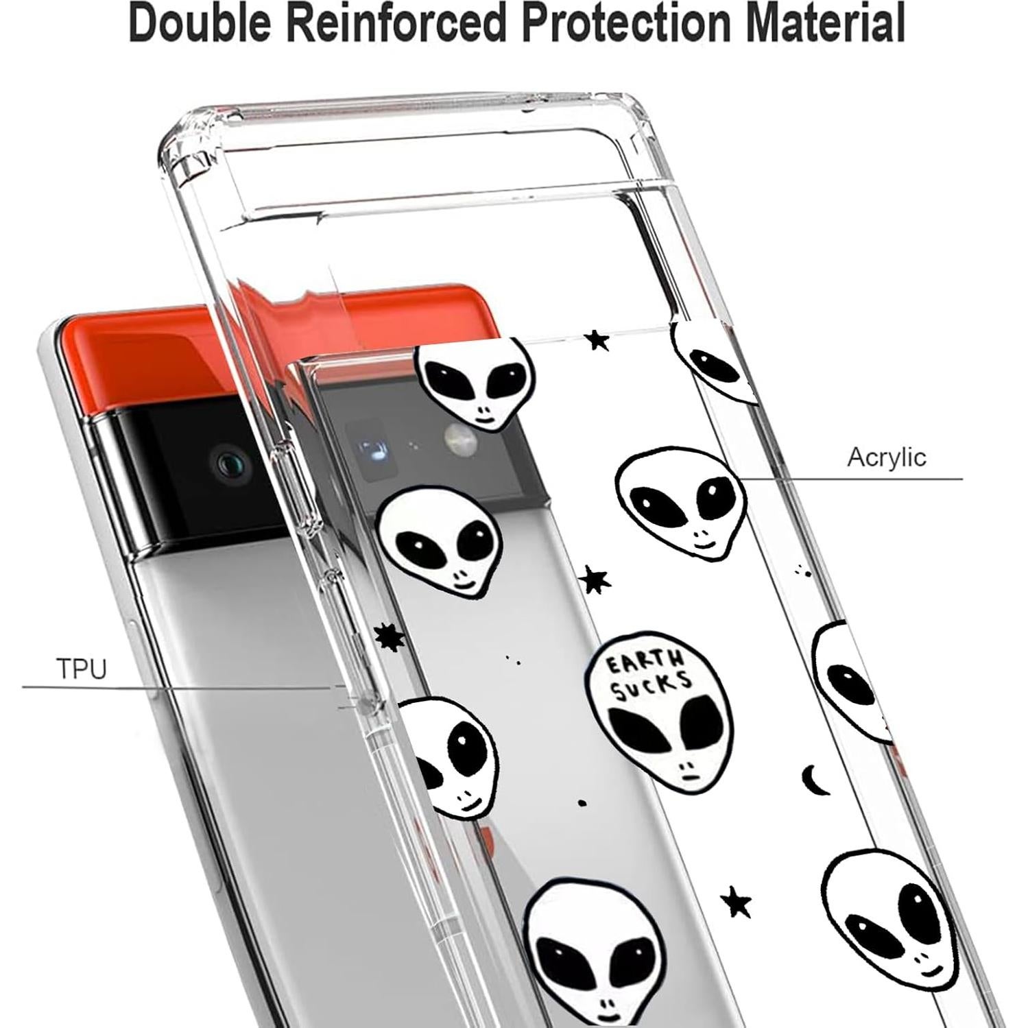 Funda TPU clara para Google Pixel 6 Pro diseño alienígena