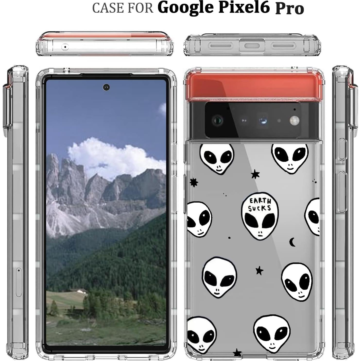 Funda TPU clara para Google Pixel 6 Pro diseño alienígena