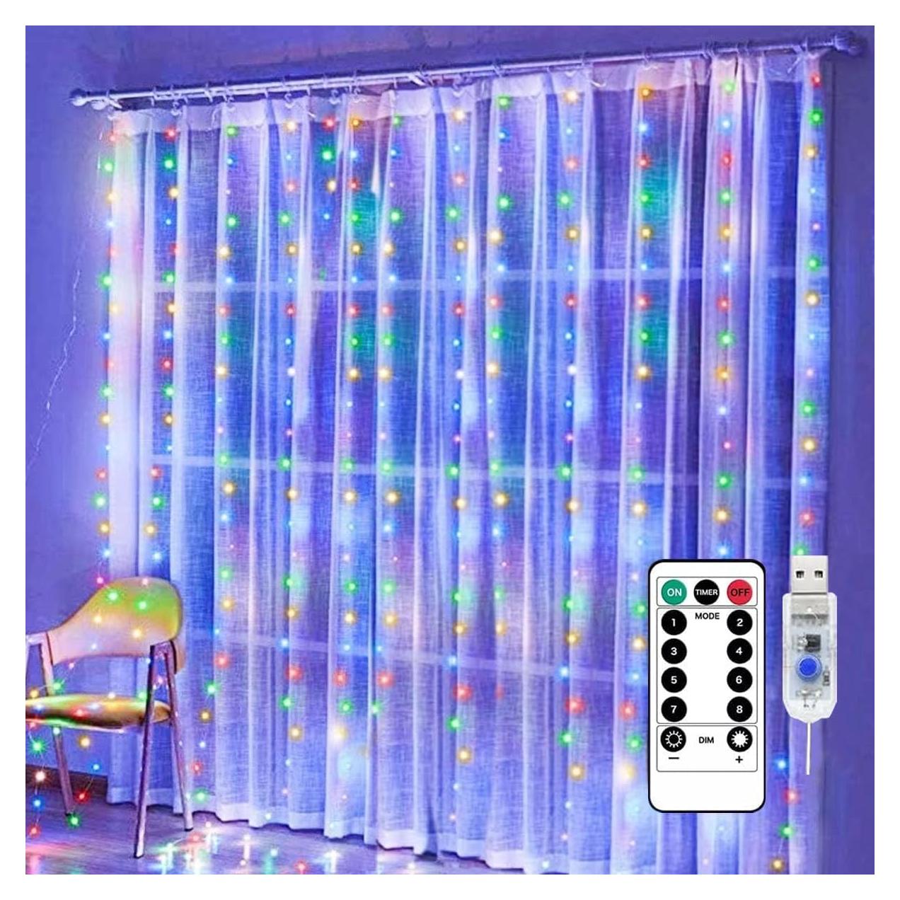 Luces de Cuerda LED Jezoll 300 luces Multicolor 2.99x2.99m