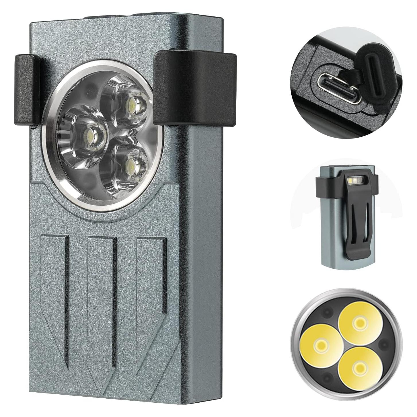 Linterna EDC Sayram 1100 Lúmenes Recargable Gris